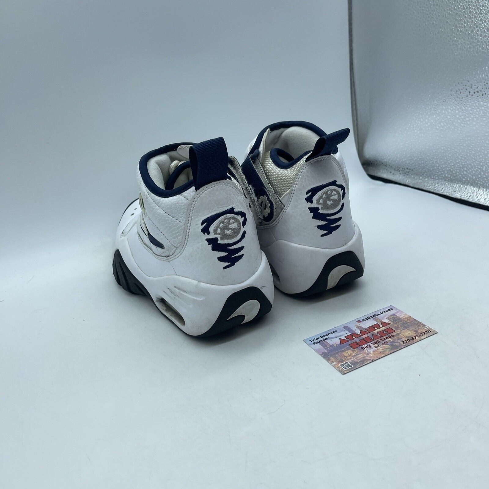 Size 8 - Nike Air Shake Ndestrukt White Navy Black Leather (880869-102)