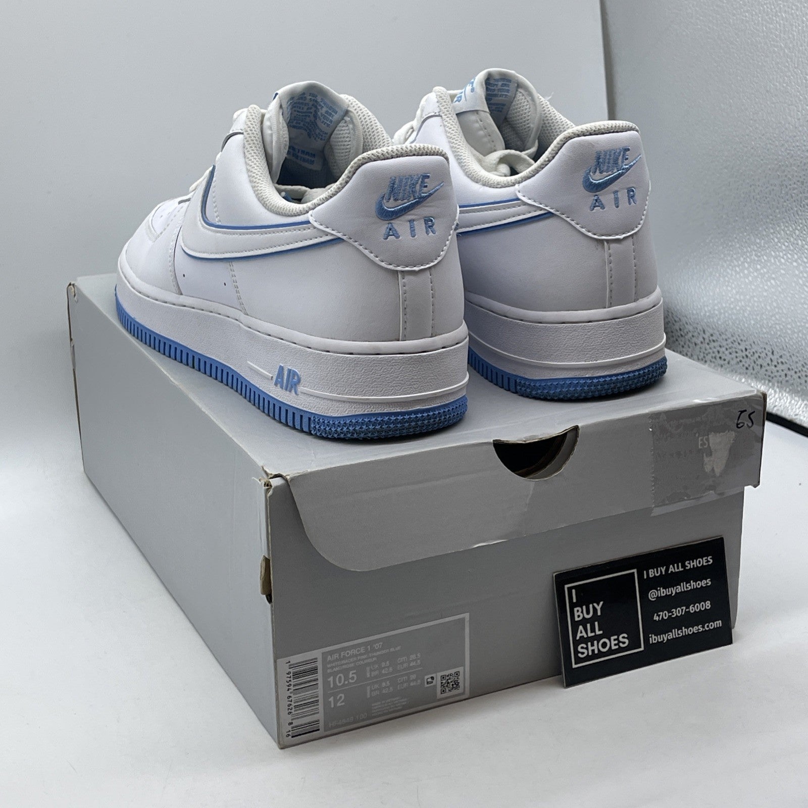 Size 10.5 - Nike Air Force 1 '07 White University Blue White (DV0788-101)