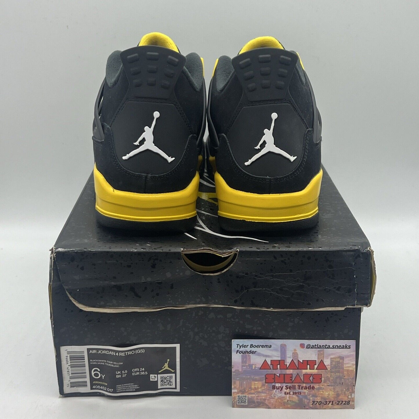 Size 6 - Jordan 4 Retro Low Thunder Brand New Og All Black Yellow