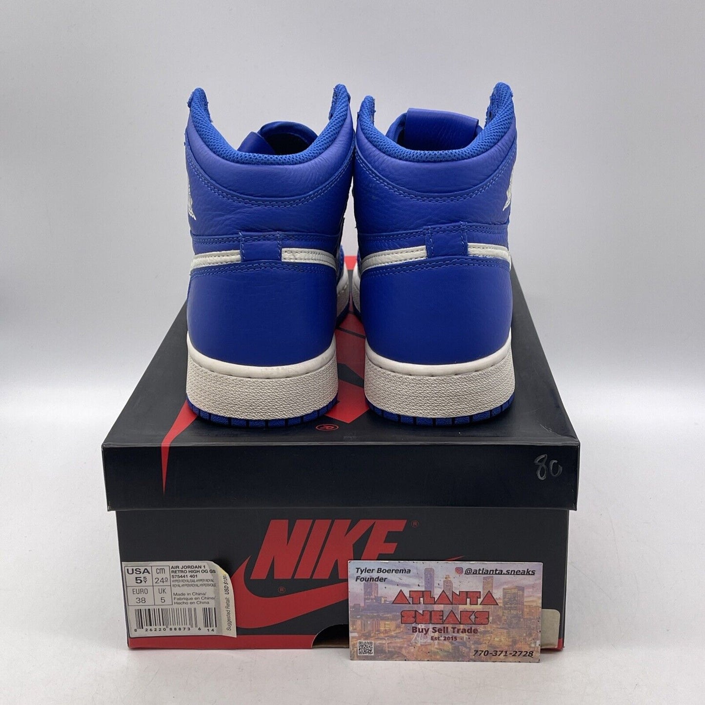 Size 5.5Y - Nike Air Jordan 1 Retro High OG GS Shoes Hyper Royal (575441-401)