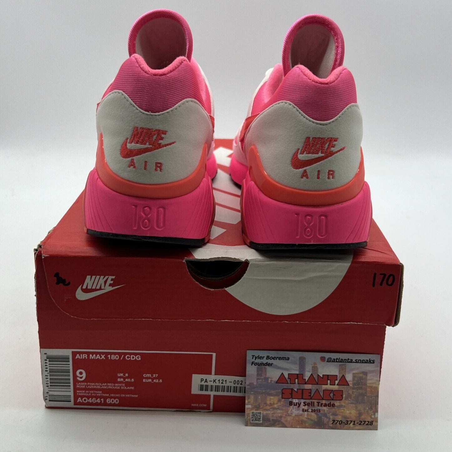 Size 9 - Nike Comme des Garçons x Air Max 180 White Pink (AO4641-600)