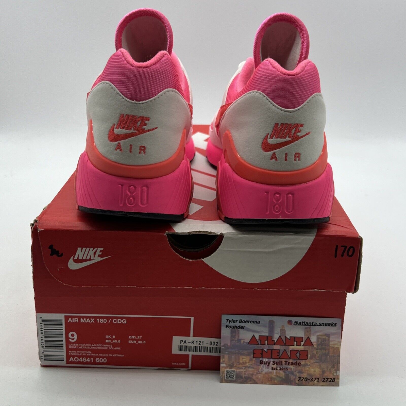 Size 9 - Nike Comme des Garçons x Air Max 180 White Pink (AO4641-600)