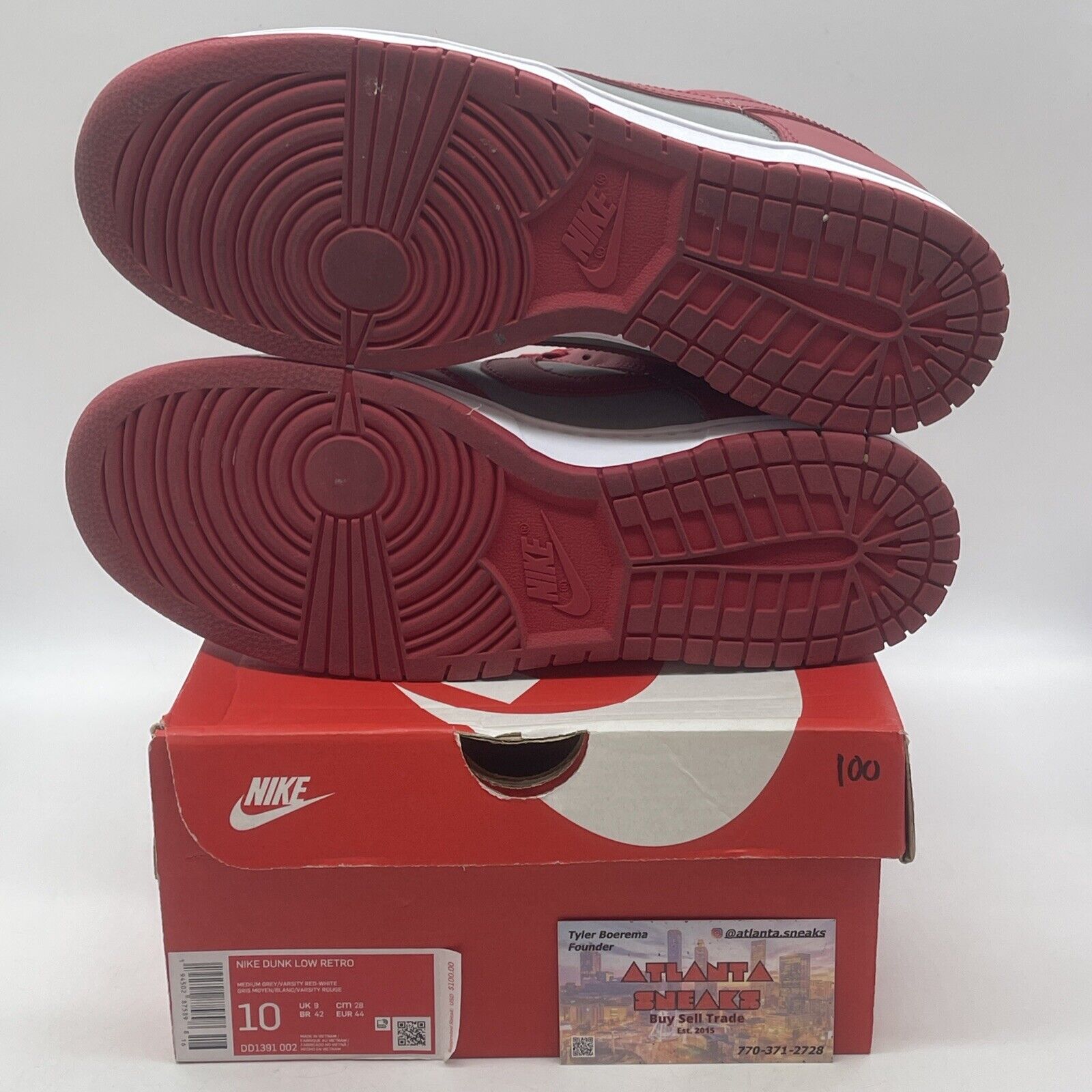 Size 10 - Nike Dunk Low SP UNLV 2021 Grey Red White Leather (DD1391-002)