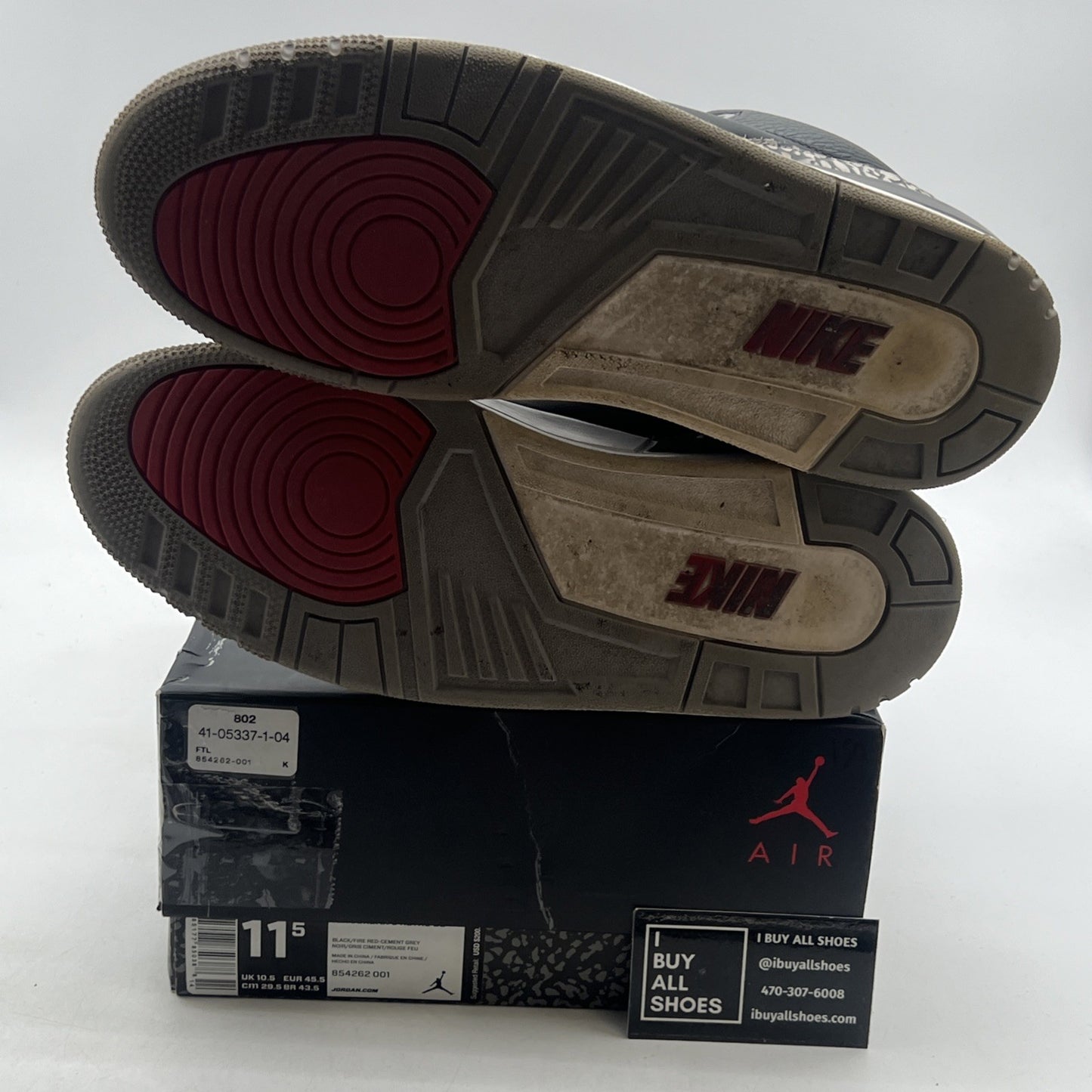 Size 11.5 - Air Jordan 3 Retro OG Mid Black Cement (854262-001)