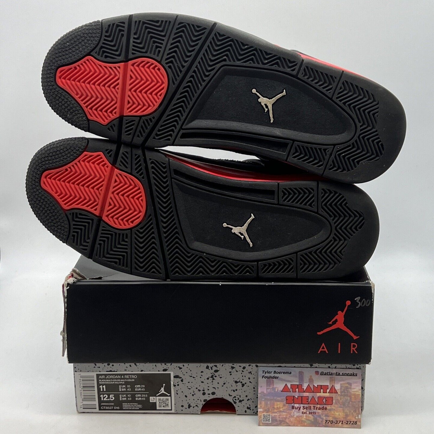 Size 11 - Jordan 4 Retro Mid Red Thunder Black White Suede (CT8527-016)