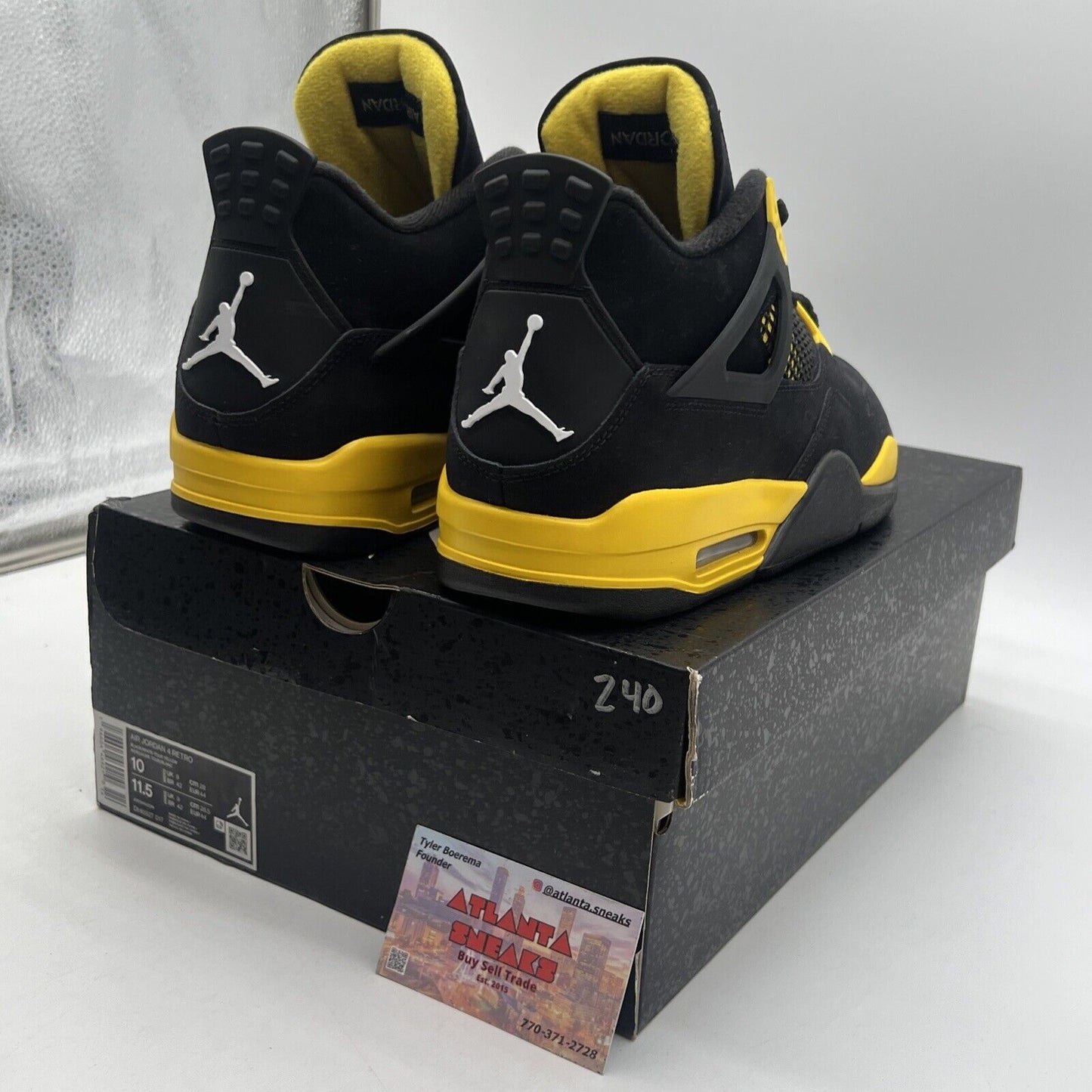 Size 10 - Jordan 4 Retro Mid Thunder Black Yellow Suede (DH6927-017)