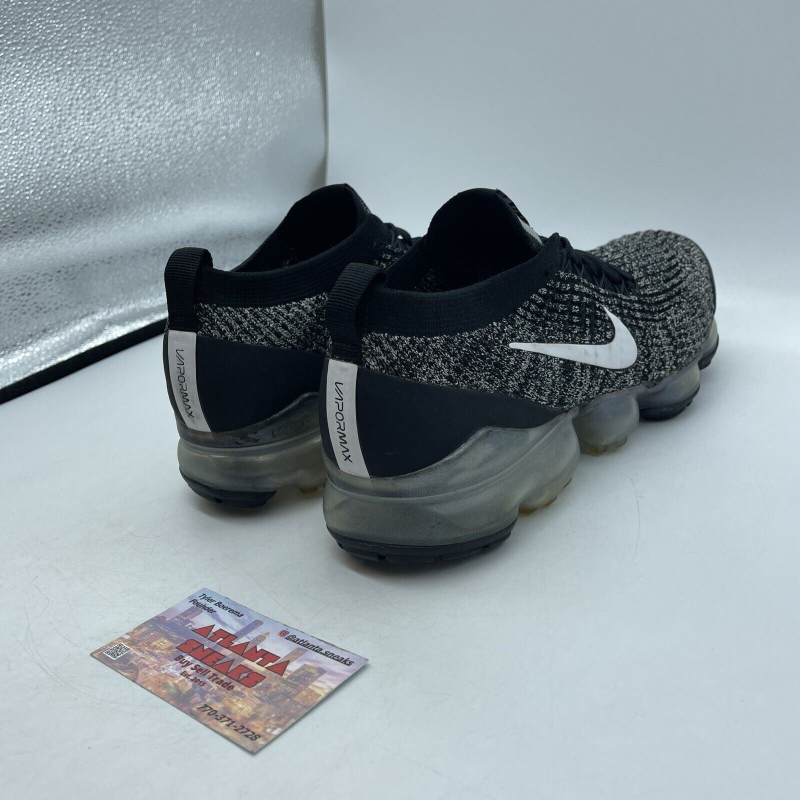 Size 9.5 - Nike Air VaporMax Flyknit 3 Oreo White Black (AJ6900-002)