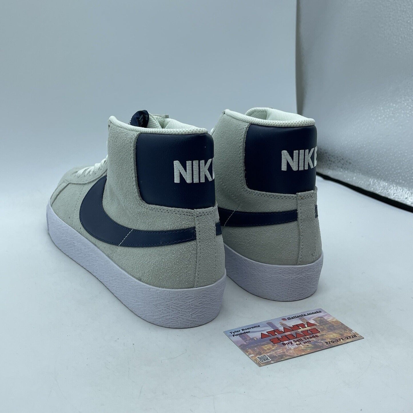 Size 12 - Nike Zoom Blazer SB Mid Barely Green Navy Suede Leather (864349-303)