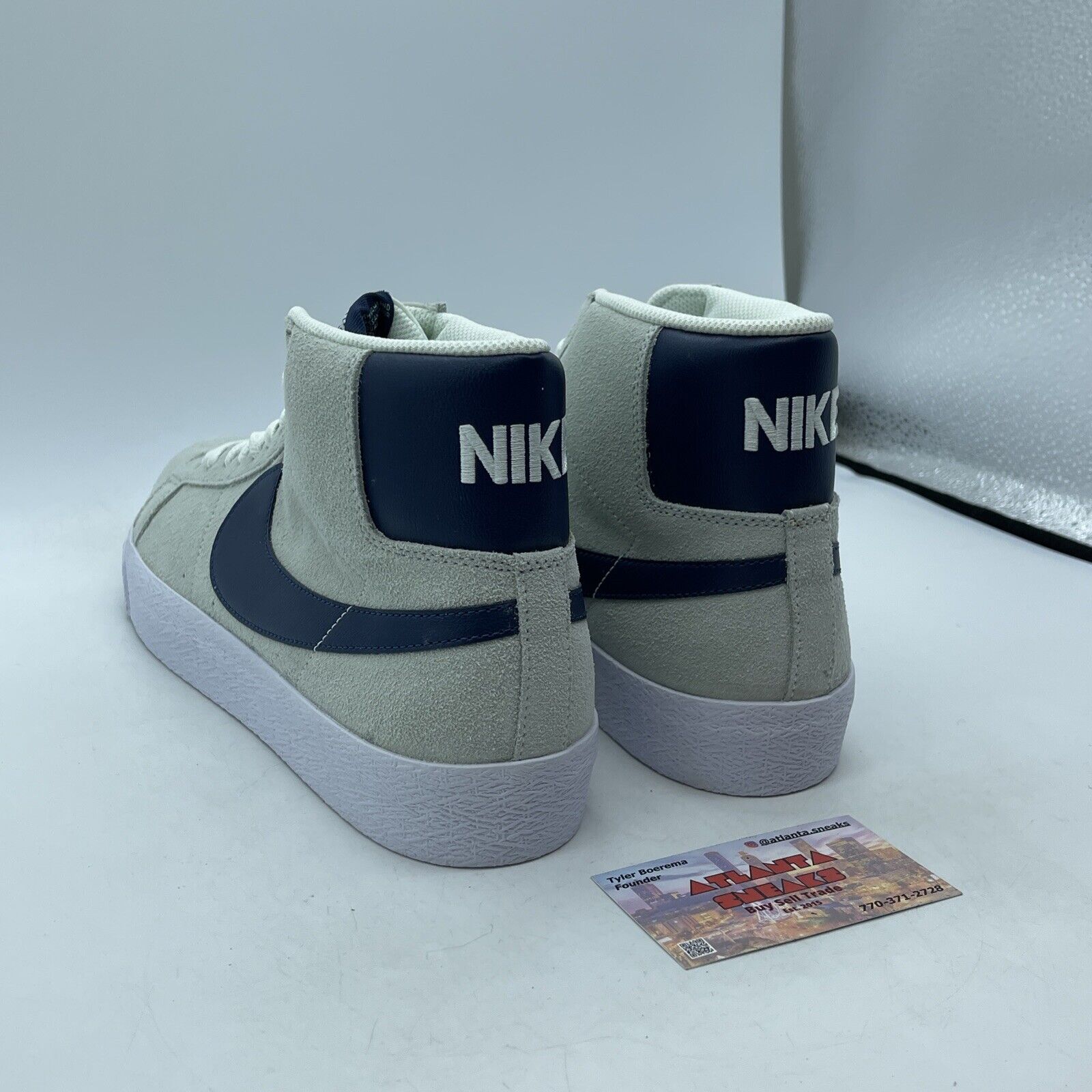 Size 12 - Nike Zoom Blazer SB Mid Barely Green Navy Suede Leather (864349-303)