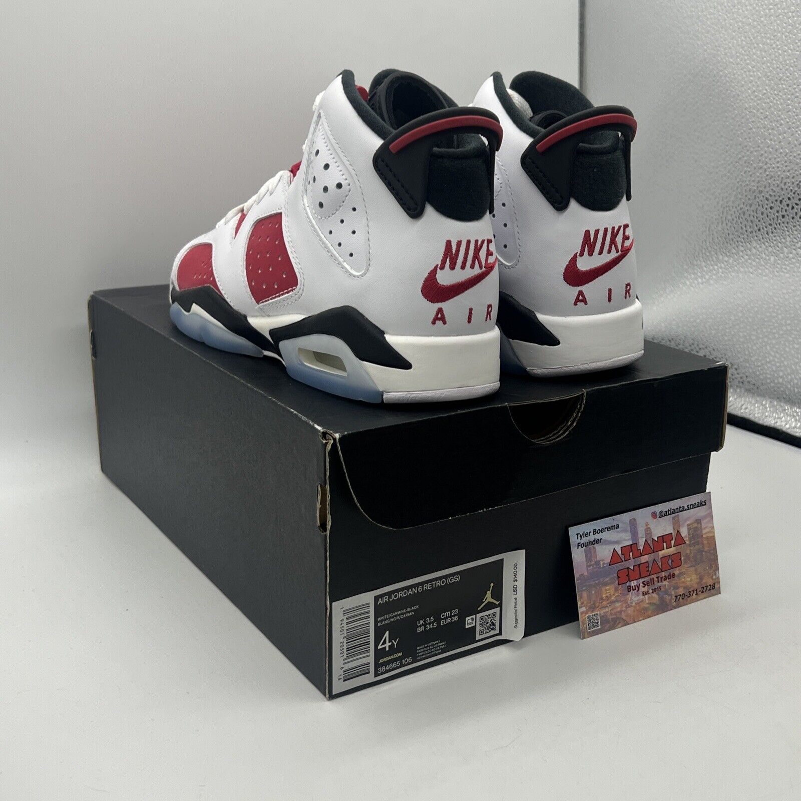 Size 4 - Jordan 6 Retro OG Mid Carmine Black White  Suede Leather (384665-106)