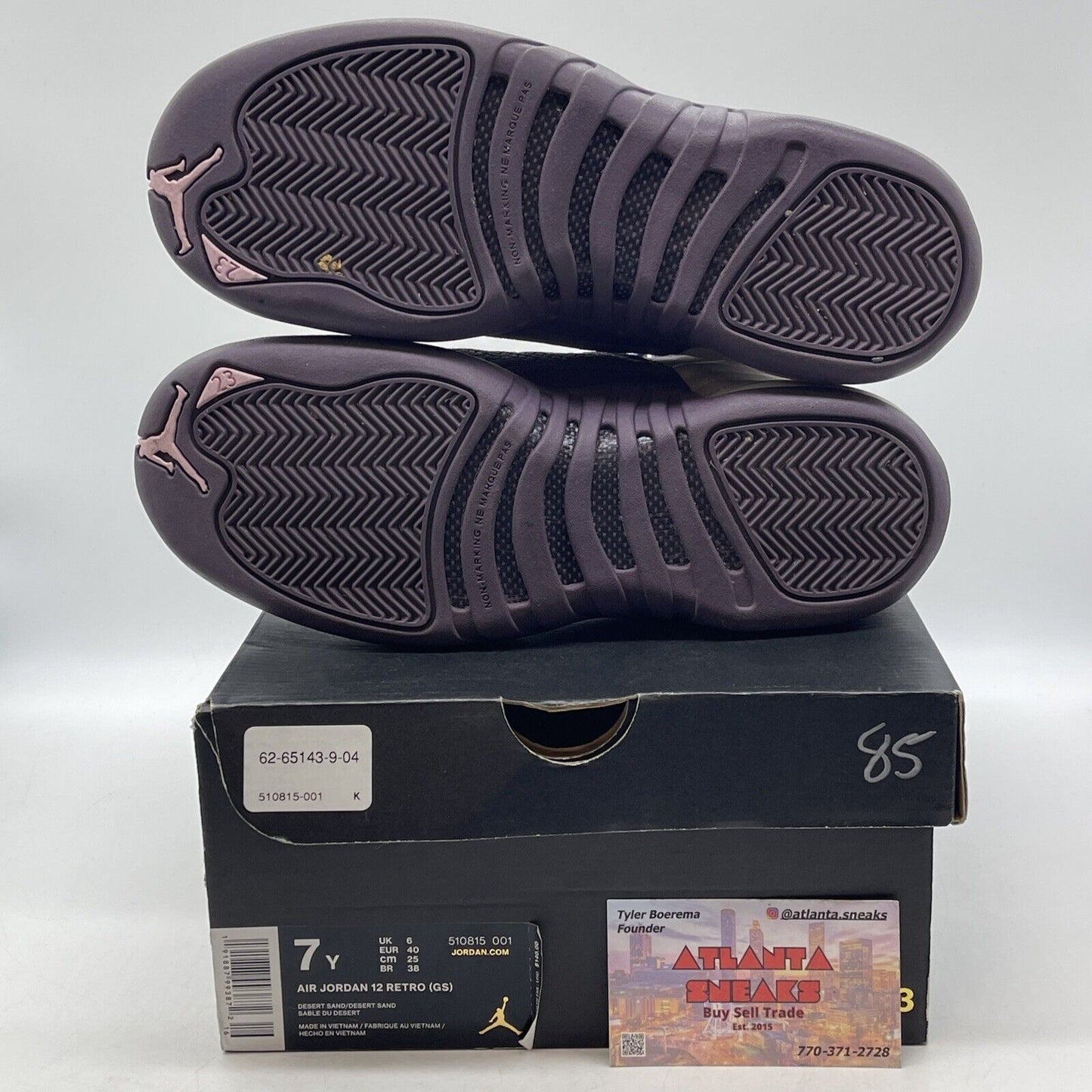 Size 7Y - Jordan 12 Retro Desert Sand (GS) Purple White Leather ( 510815-001)