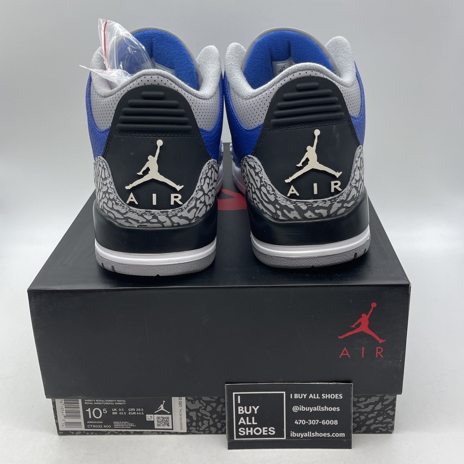 Size 10.5 - Air Jordan 3 Retro Varsity Royal 2020 (CT8532-400)