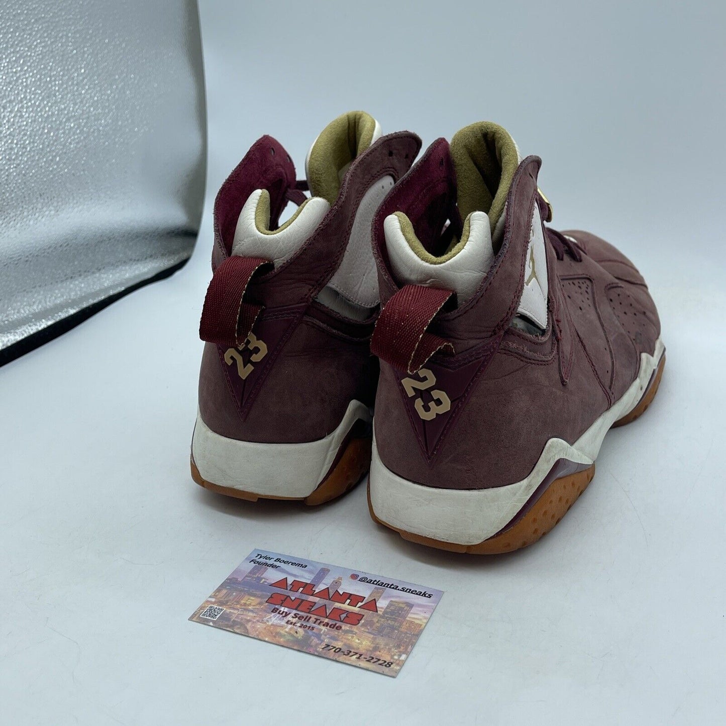 Size 10.5 - Air Jordan 7 Retro Cigar Burgundy White Suede Leather (725093-630)