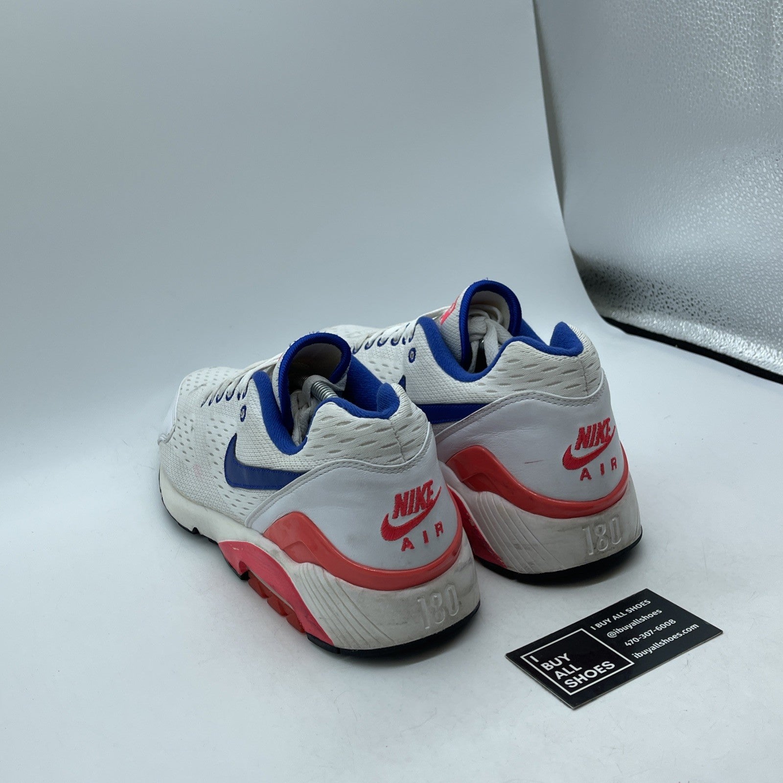 Size 13 - Nike Air Max 180 EM White Solar Red Blue Suede Leather (579921-160)