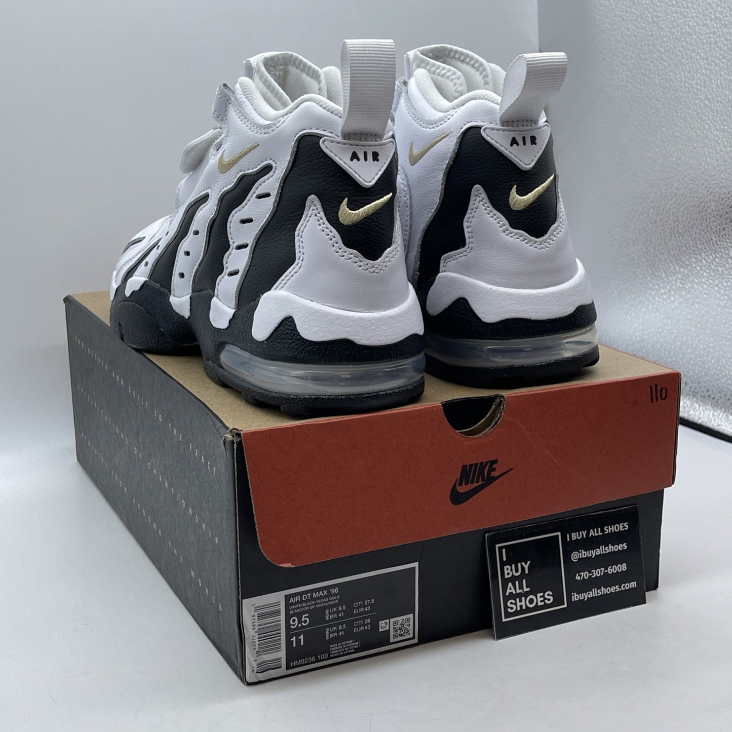 Size 9.5 - Nike Air DT Max '96 'Colorado Away' White Black Gold (HM9236-100)