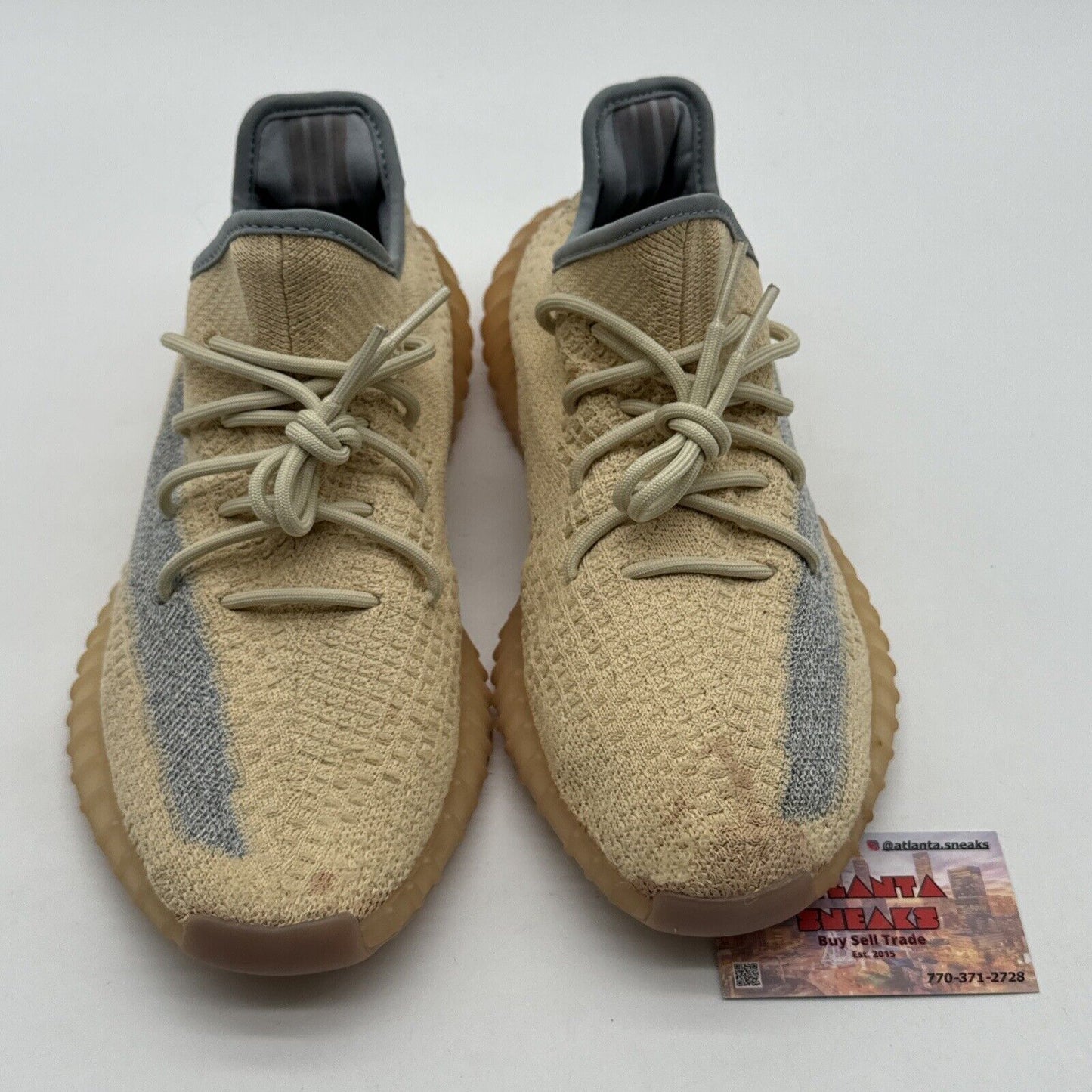 Size 10.5 - adidas Yeezy Boost 350 V2 Linen Yellow Blue Reflective Comfy Boost