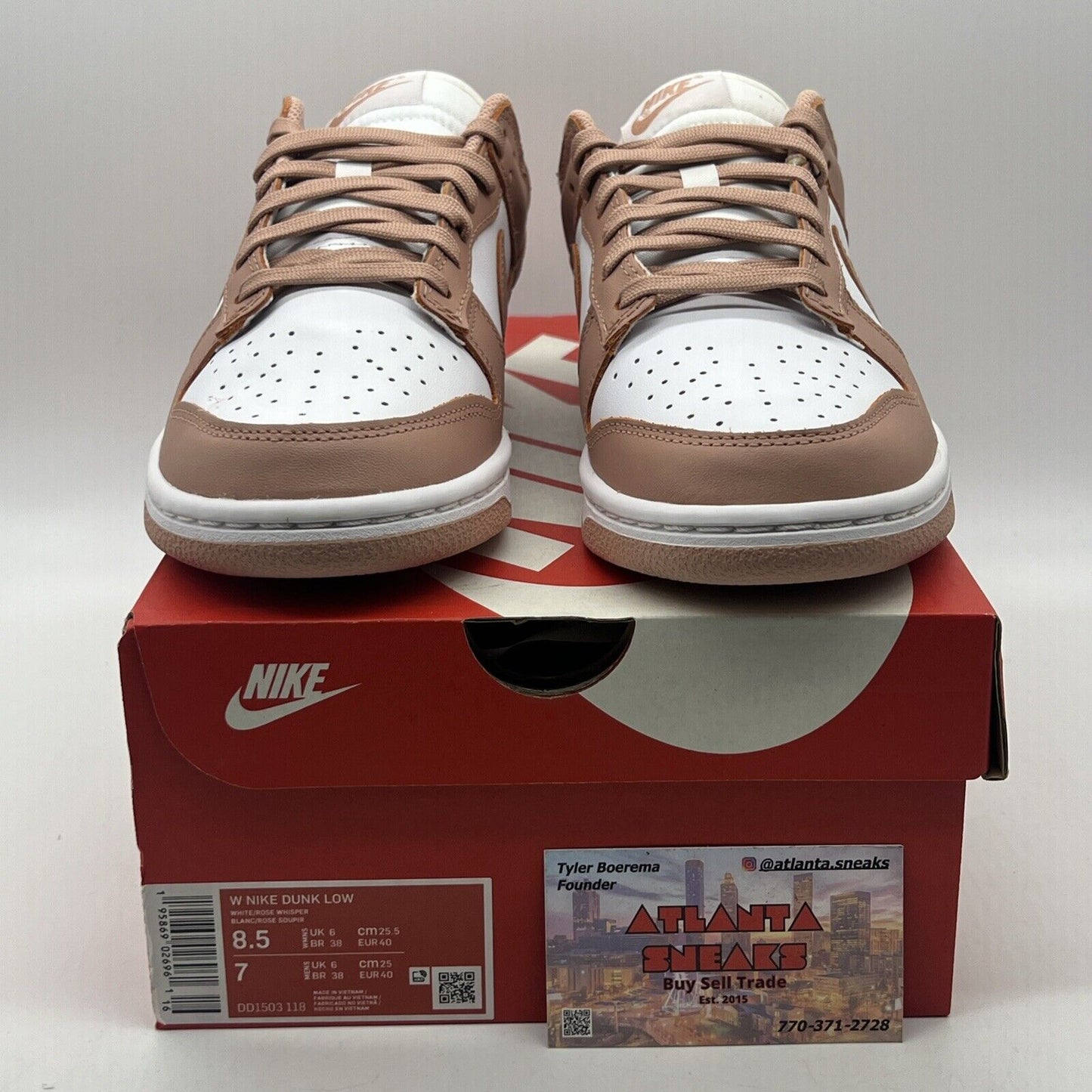 Size 8.5 - Nike Dunk Low Rose Whisper W White Leather (DD1503-118)