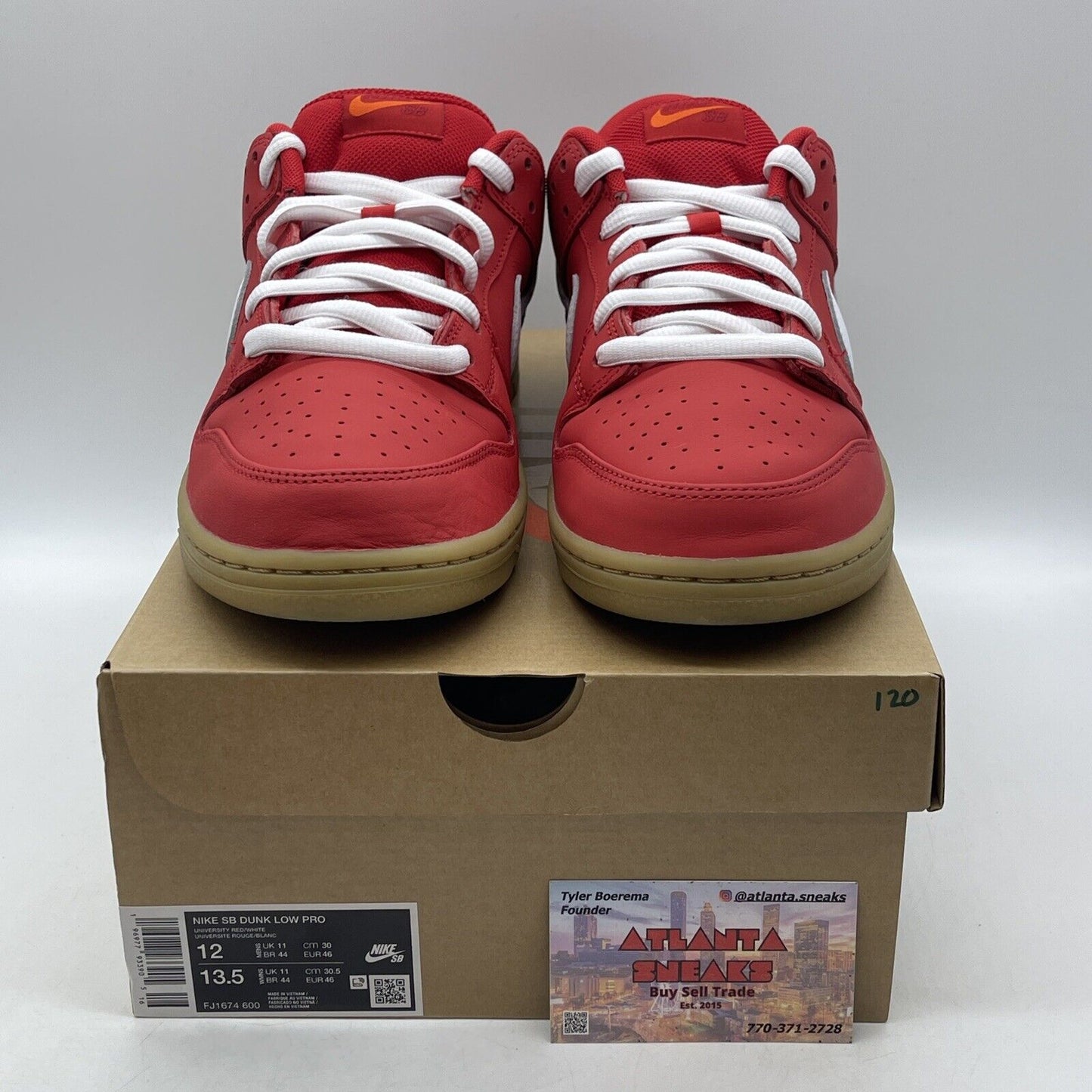 Size 12 - Dunk Low Pro SB University Red Gum White Suede (FJ1674-600)