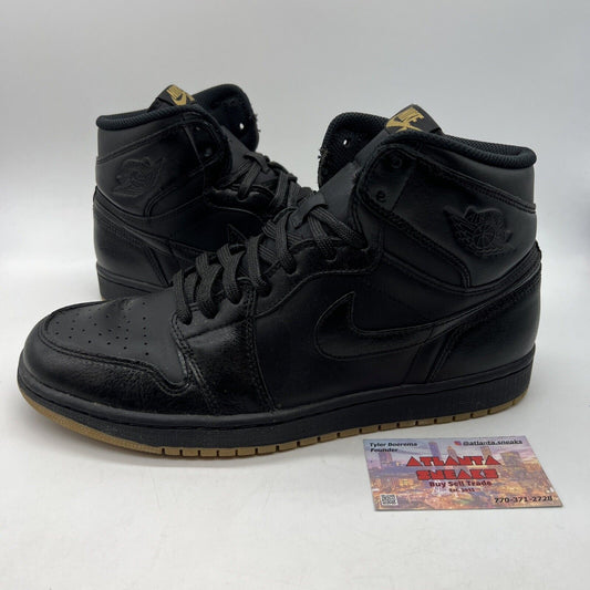 Size 11.5 - Air Jordan 1 Retro Gum Bottom Black Leather (555088-020)