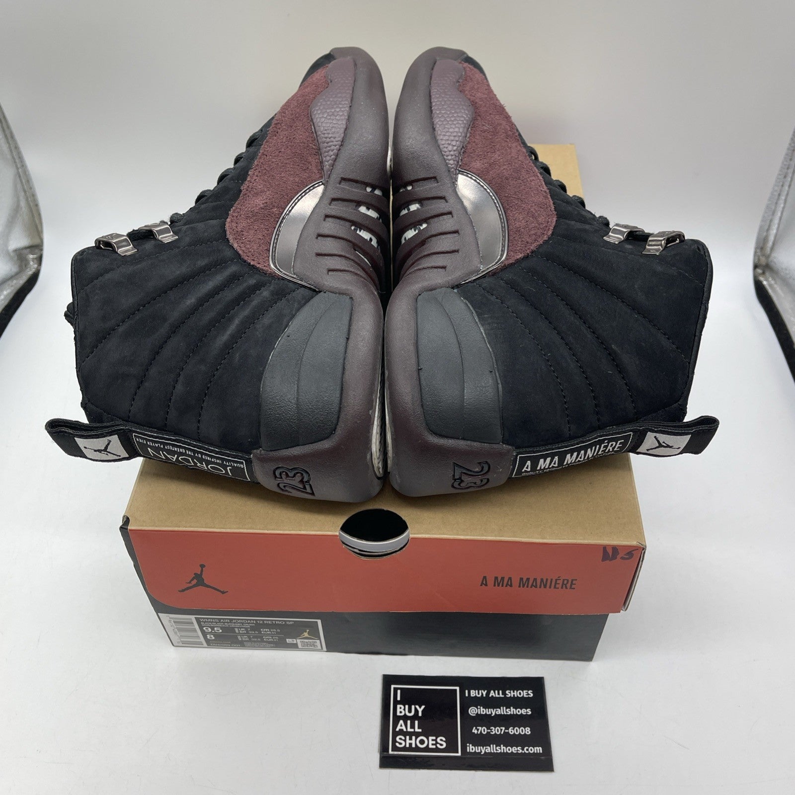 Size 9.5W - Jordan 12 Retro SP x A Ma Maniere Mid Black Suede (DV6989-001)