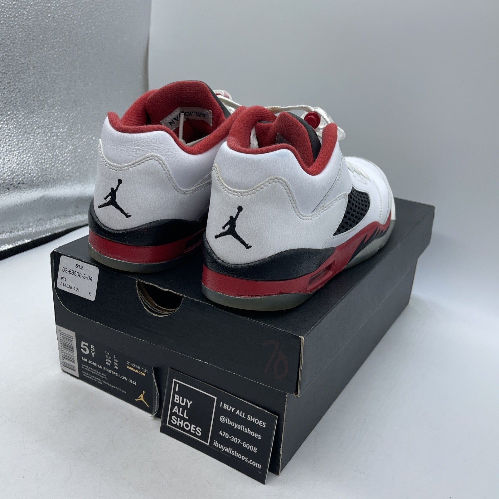 Size 5.5Y - Air Jordan 5 Retro 2016 Low Fire Red (314338-101)