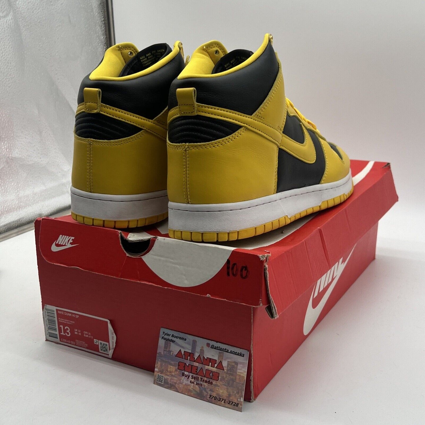 Size 13 - Nike Dunk SP 2020 High Iowa Black White Yellow Leather (CZ8149-002)