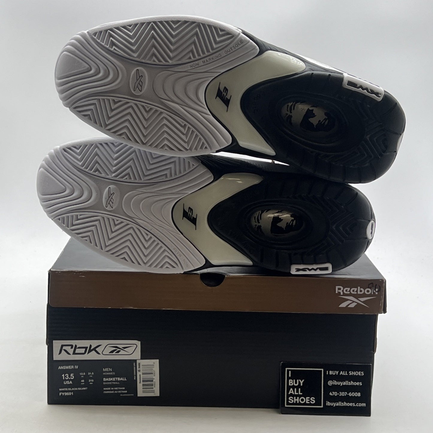 Size 13.5 - Reebok Answer 4 White Black (FY9691)