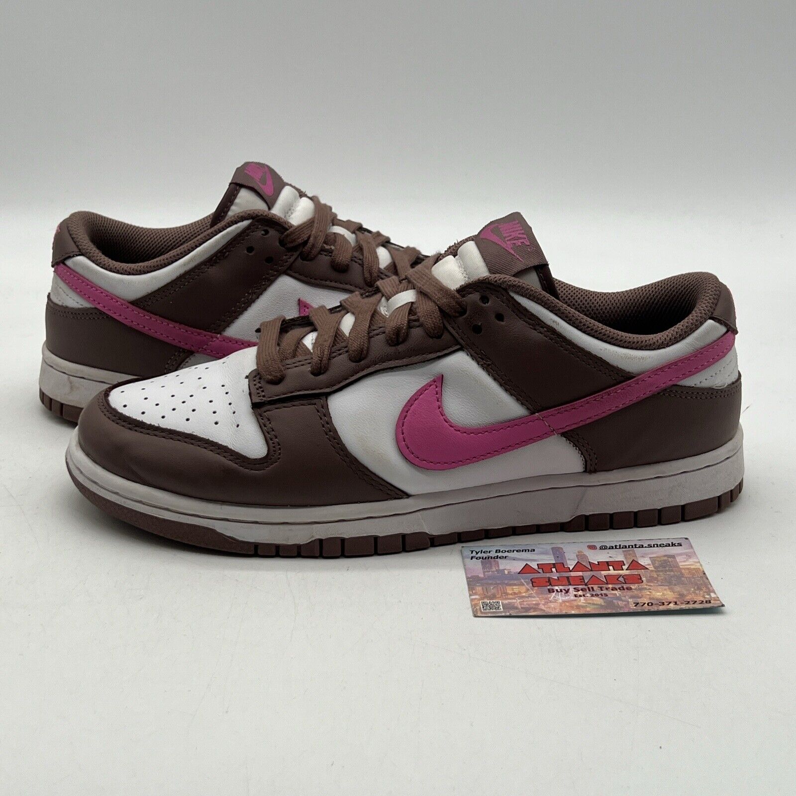 Size 9.5W - Nike Dunk Low Smokey Mauve Playful Pink White Leather (FZ3611-208)