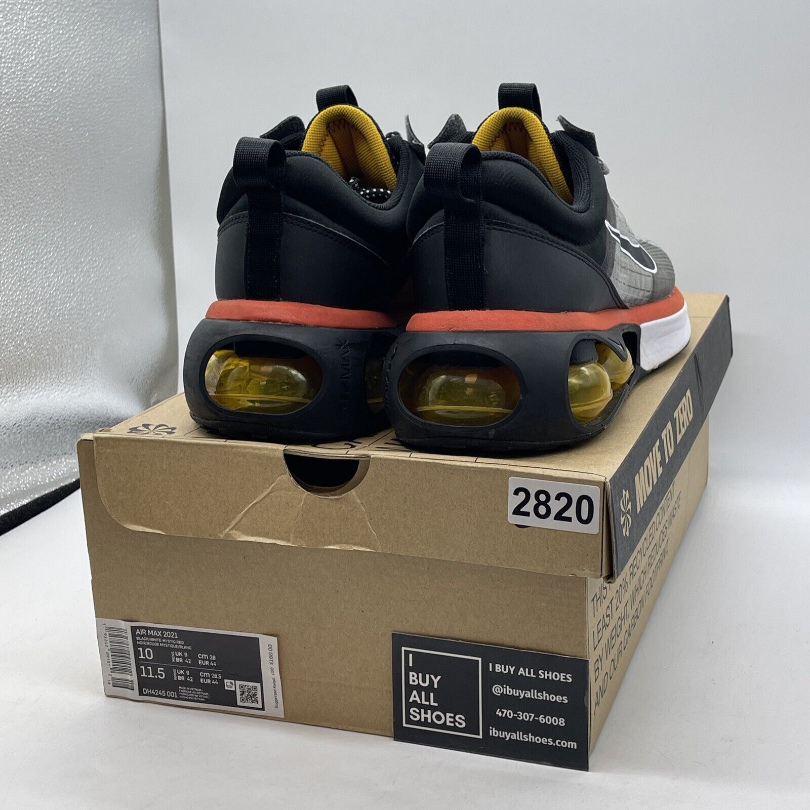 Size 10 - Nike Air Max 2021 Black Mystic Red Black Yellow Suede (DH4245-001)