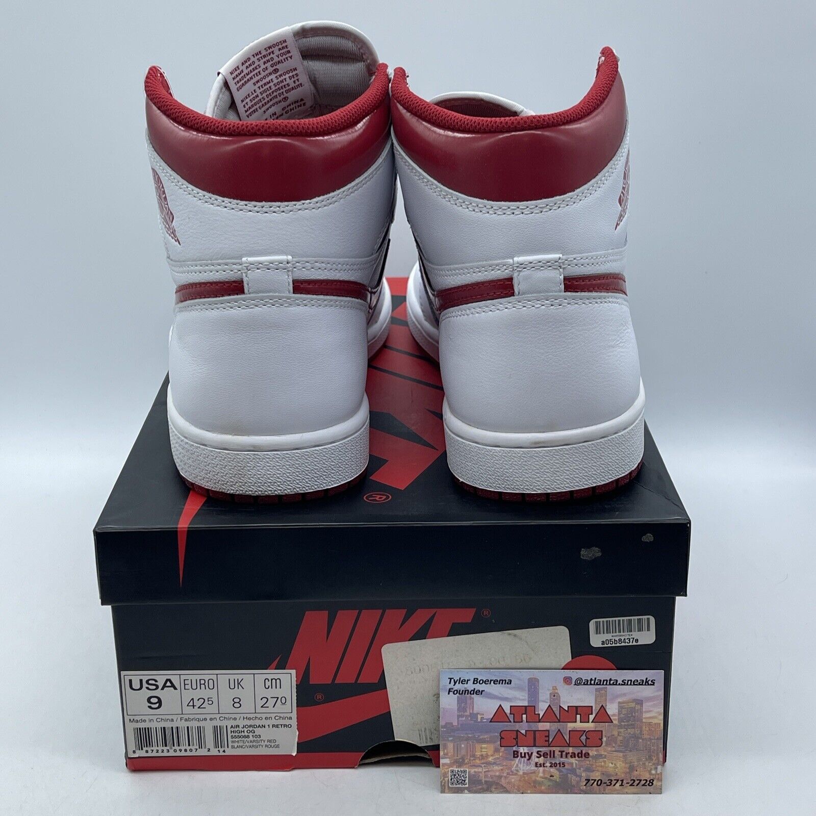 Size 9 - Air Jordan 1 Retro OG High Metallic Red White Leather (555088-103)