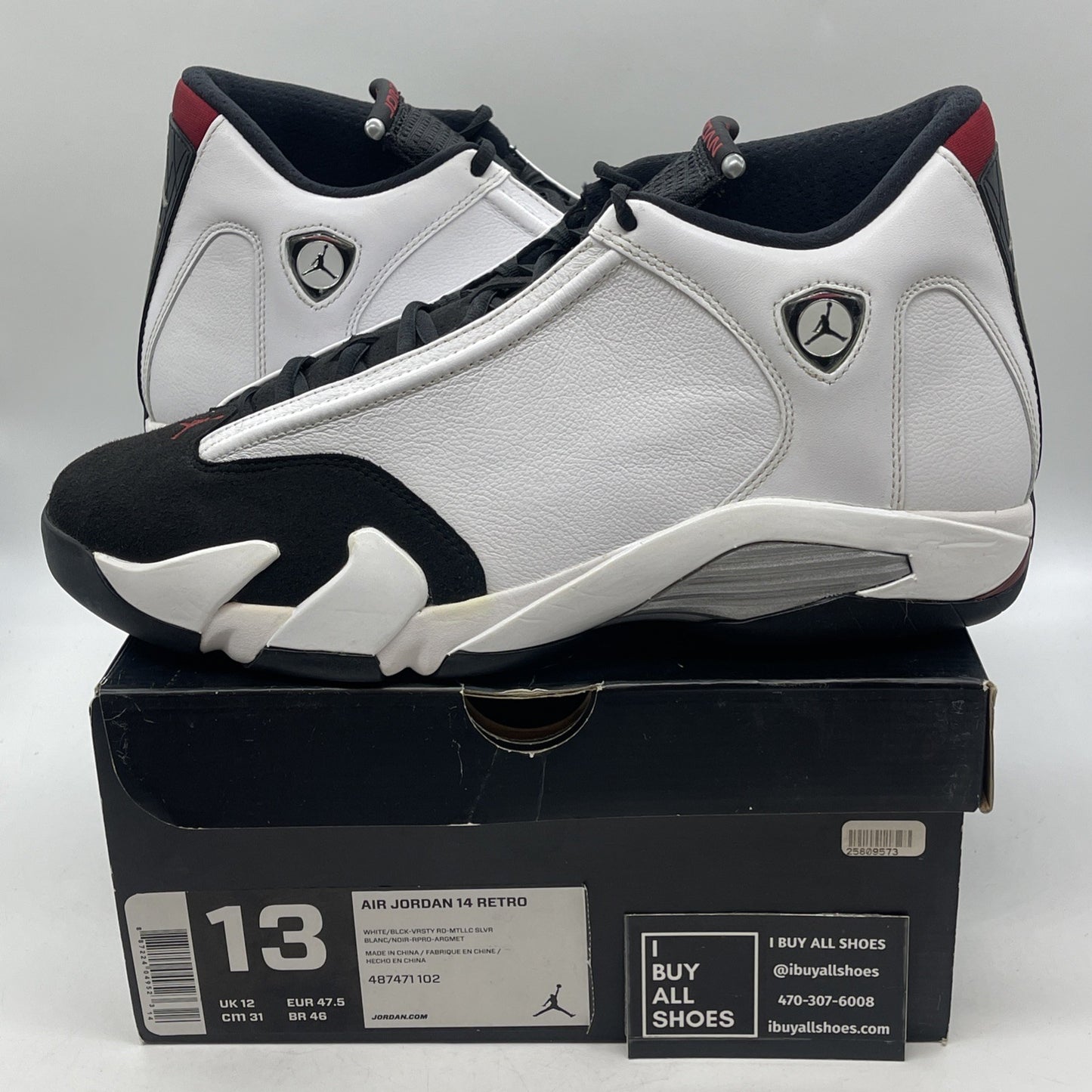 Size 13 - Air Jordan 14 Retro 2014 Black Toe (487471-102)