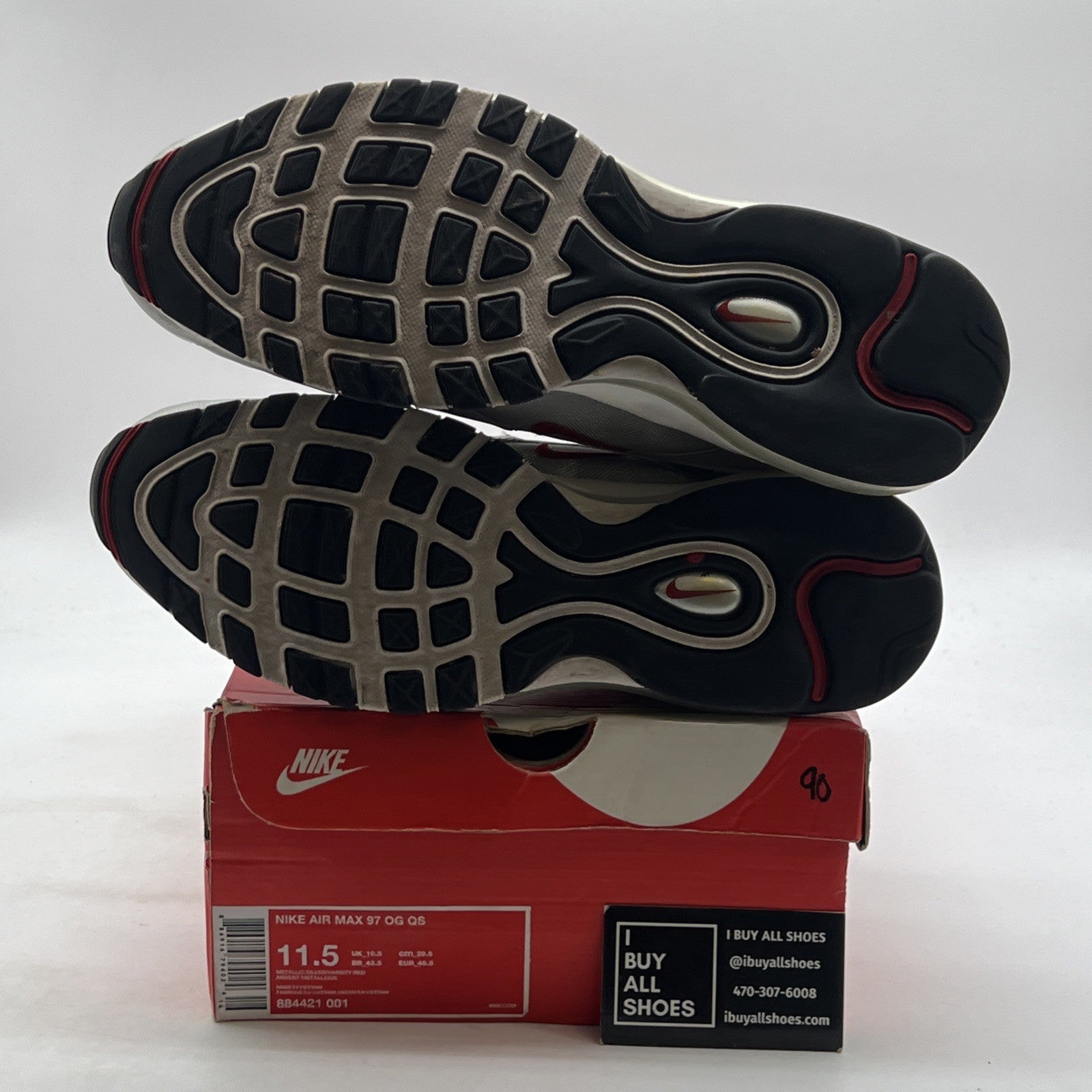 Size 11.5 - Nike Air Max 97 OG QS 2017 Silver Bullet (884421-001)