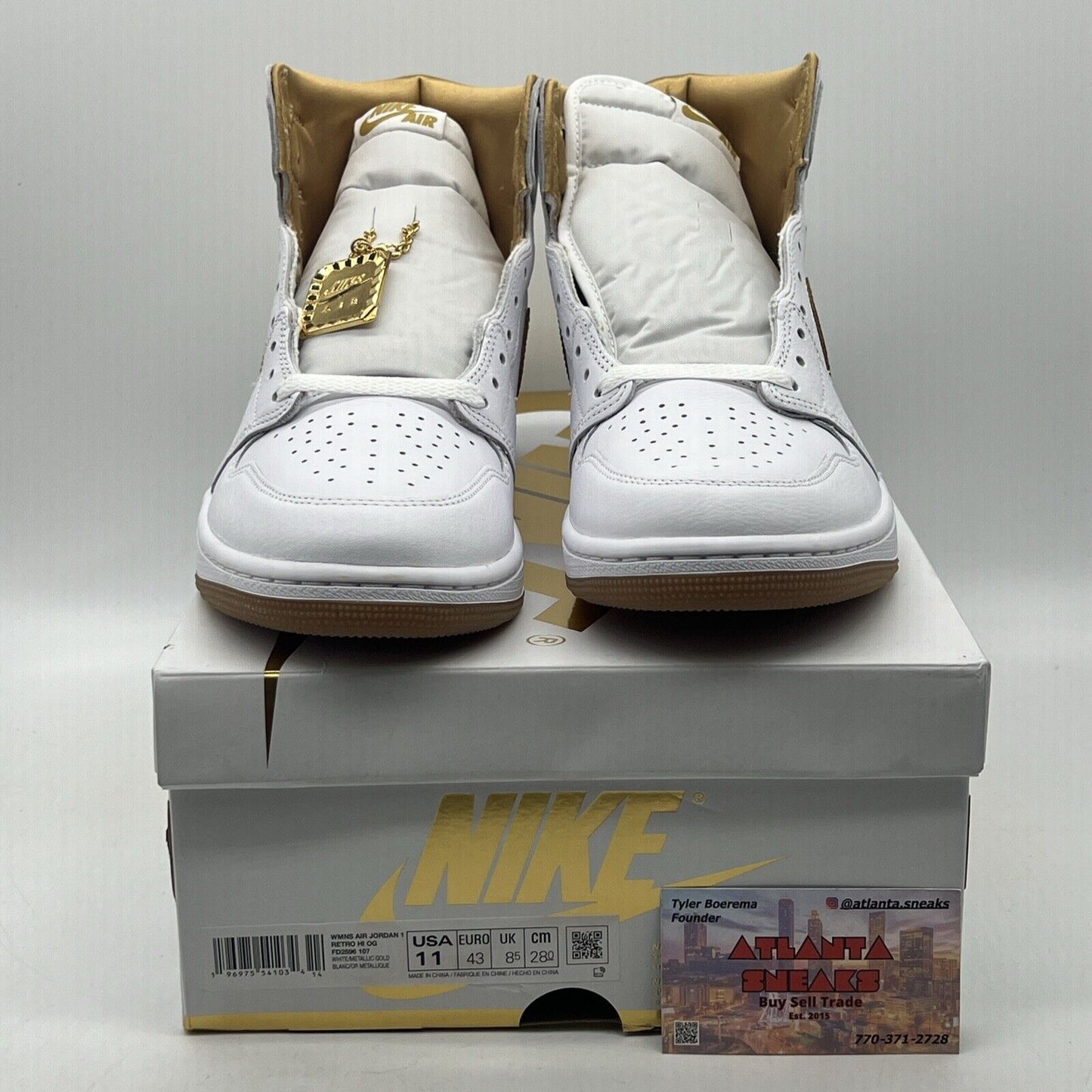 Size 11 - Air Jordan 1 Retro OG High Metallic Gold W Leather White (FD2596-107)