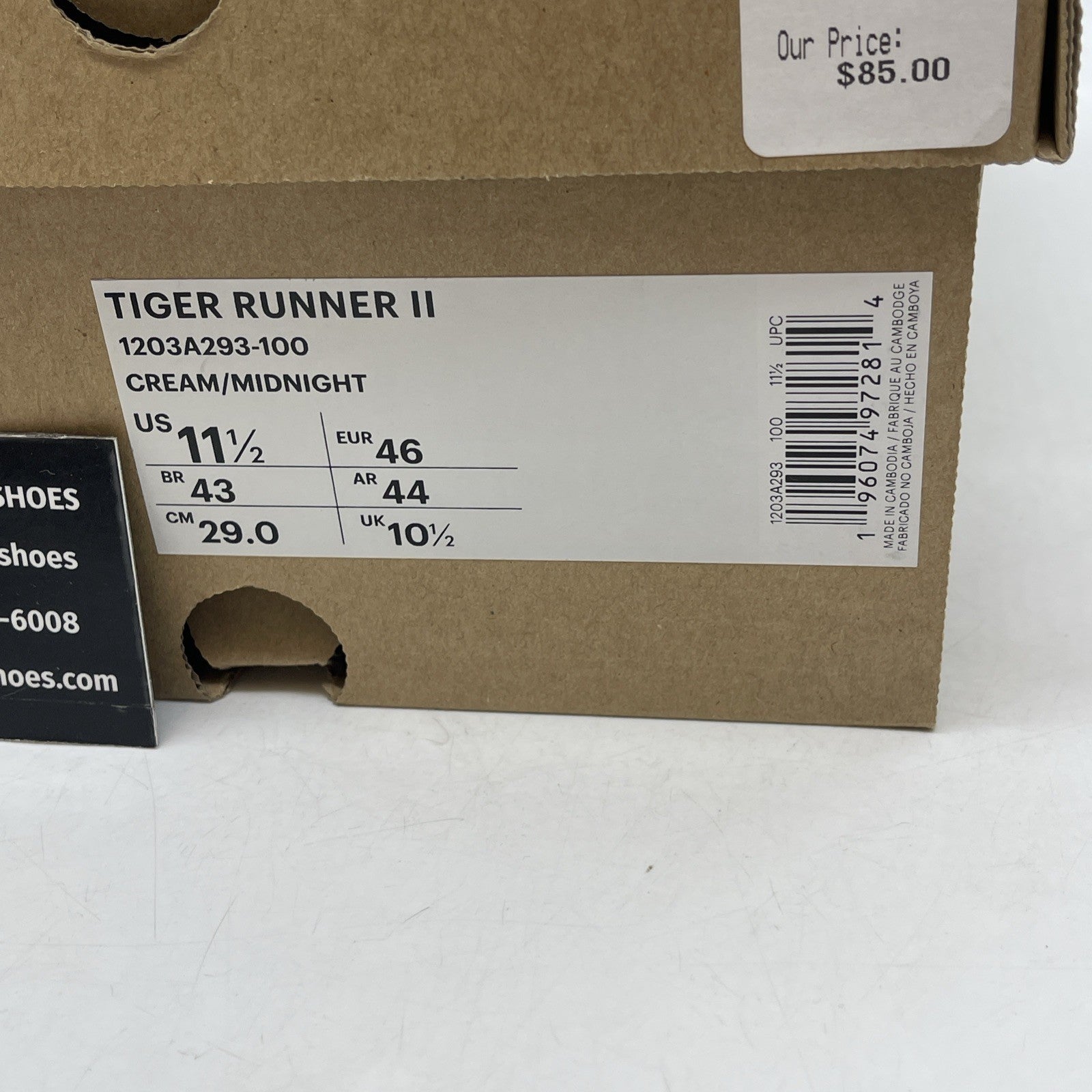 Size 11.5 - Asics Tiger Runner 2 Cream Midnight (1203A293-100)