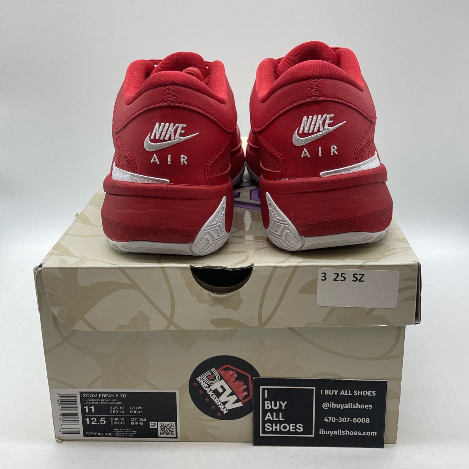 Size 11 - Nike Zoom Freak 5 TB University Red White Suede Leather (DZ2946-600)