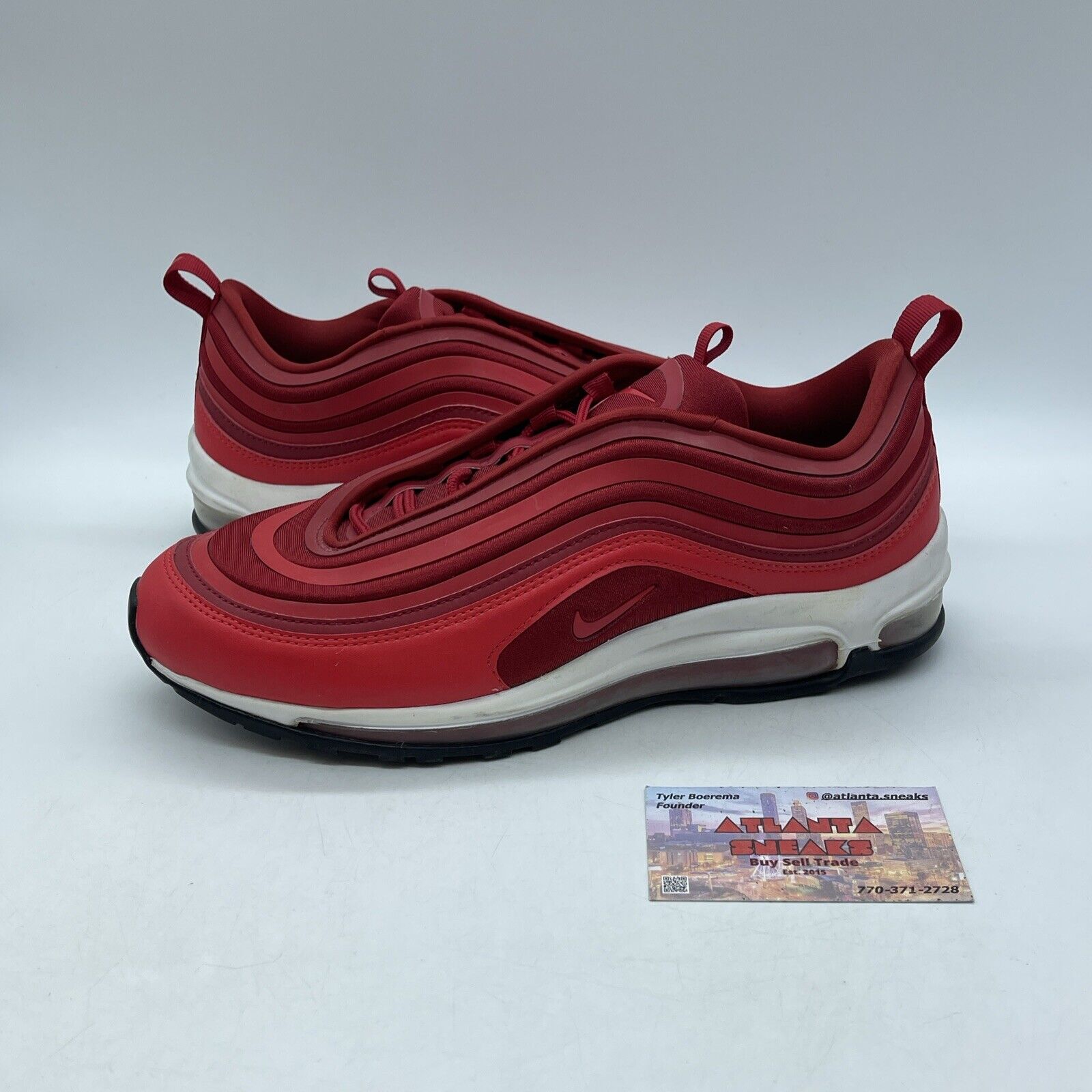 Size 10W - Nike Air Max 97 Ultra Gym Red White Black Suede Leather (917704-601)