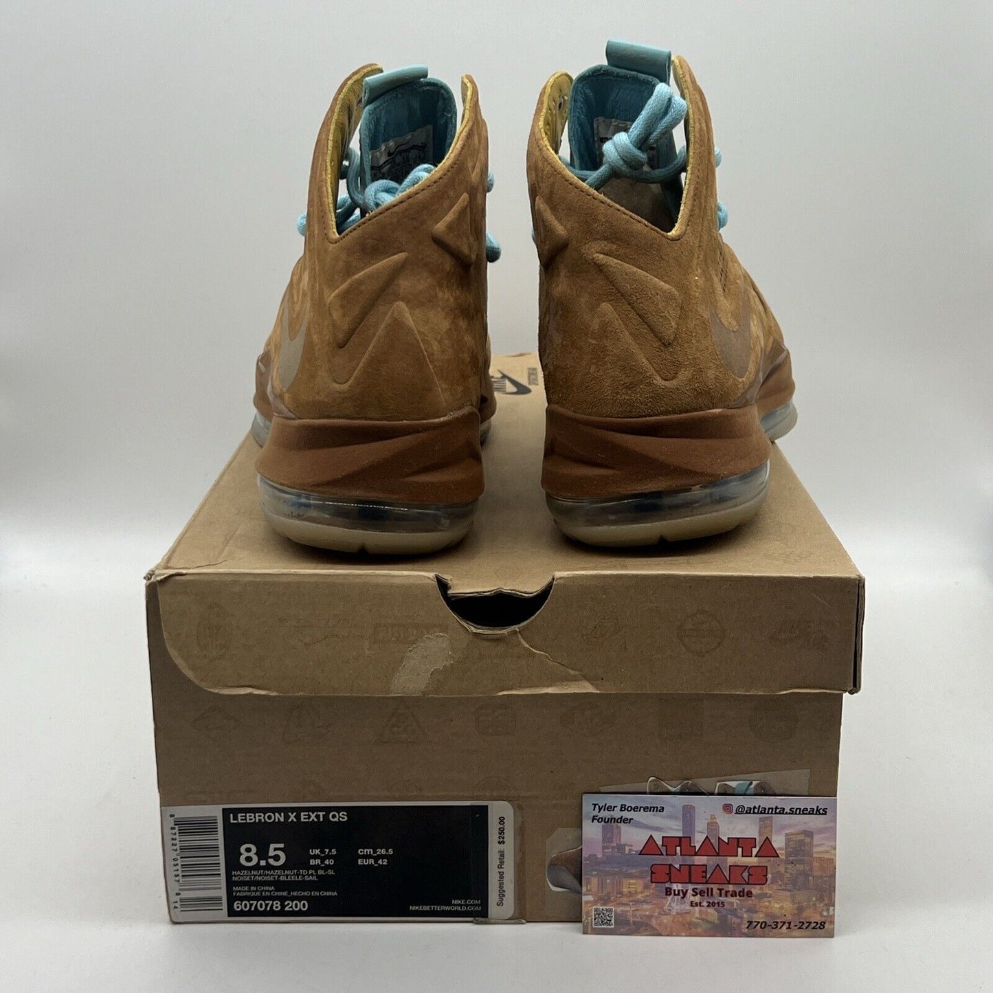 Size 8.5 - Nike LeBron 10 EXT QS brown suede 2013 Brand New Og All