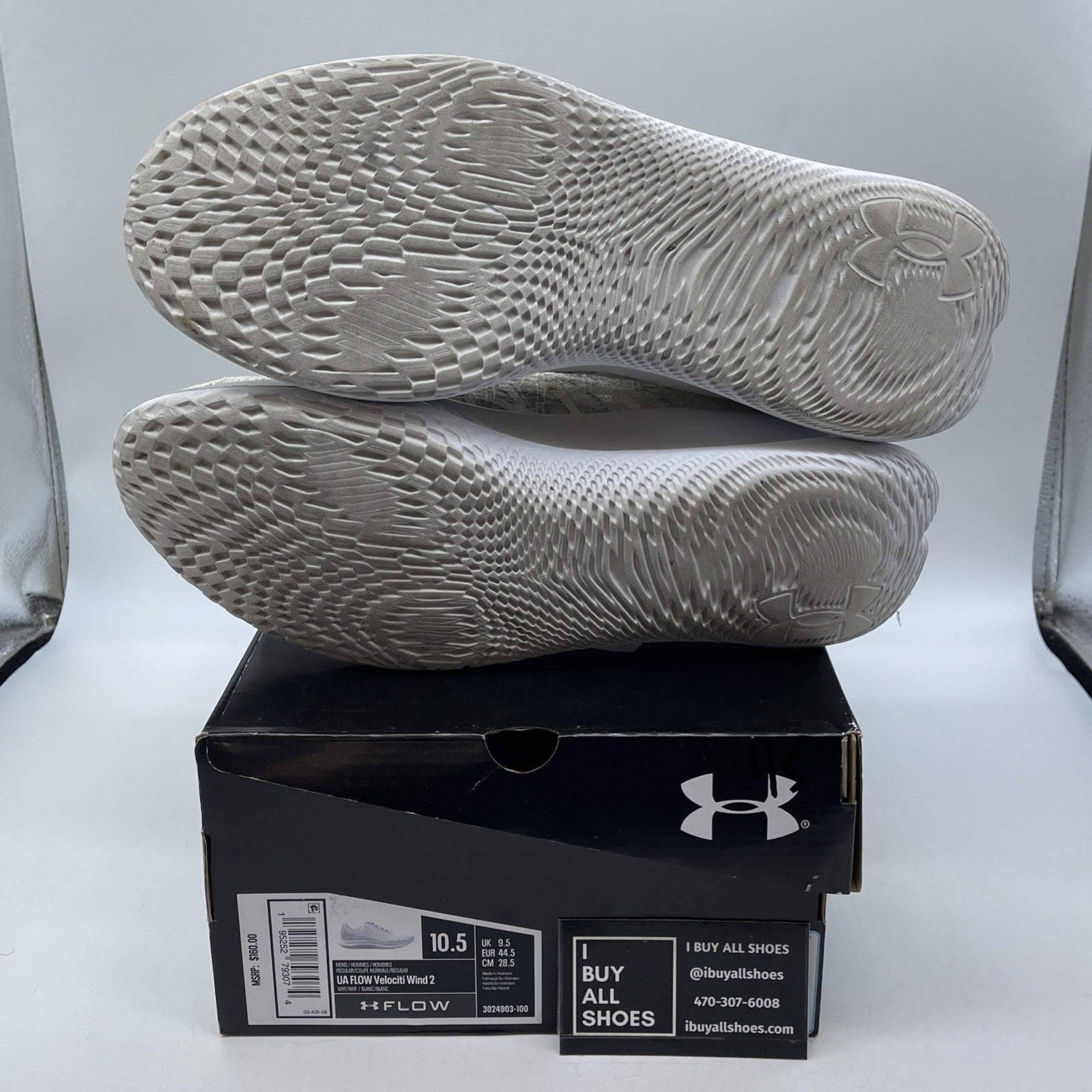 Size 10.5 - Under Armour Flow Velociti Wind 2 White Halo Grey (3024903-100)