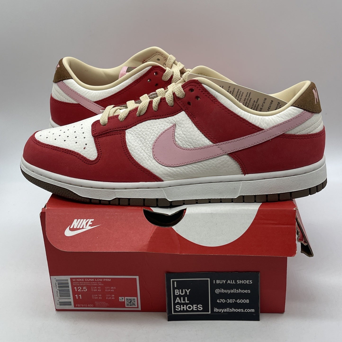 Size 12.5W - Nike Dunk Premium Low Bacon Suede Leather (FB7910-600)