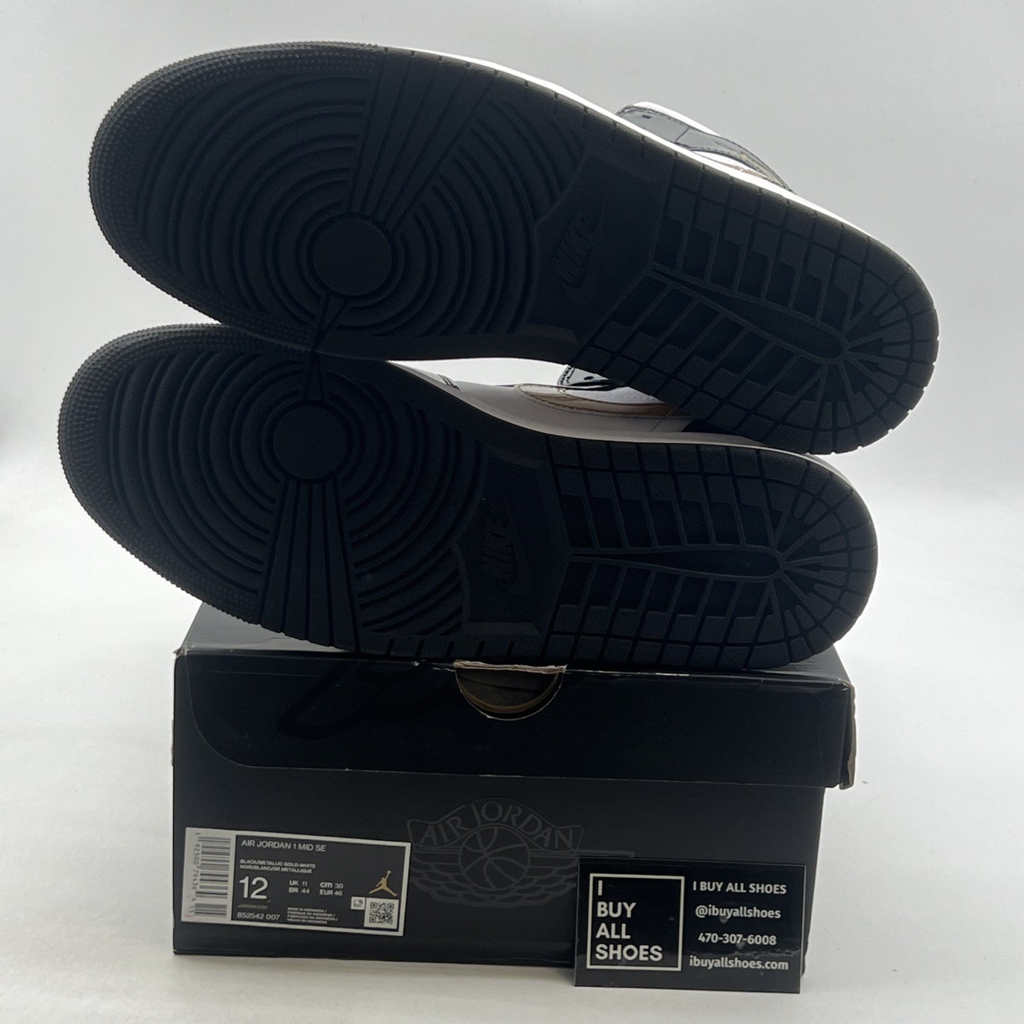 Size 12 - Air Jordan 1 Mid SE Patent Black Gold (852542-007)