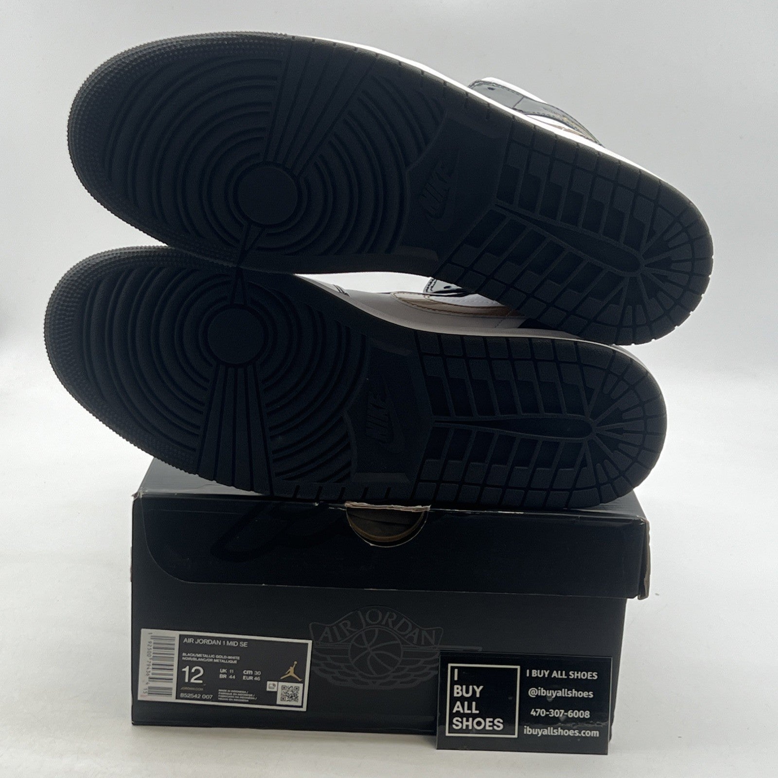 Size 12 - Air Jordan 1 Mid SE Patent Black Gold (852542-007)