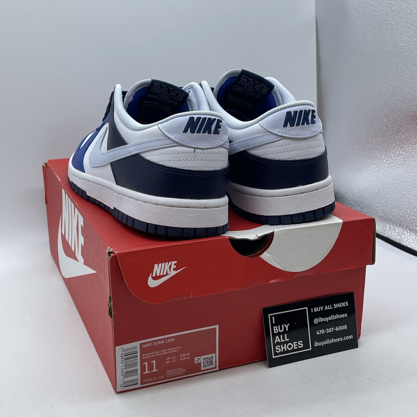 Size 11 - Nike Dunk Low Game Royal Navy Blue White Leather Suede (FQ826-100)