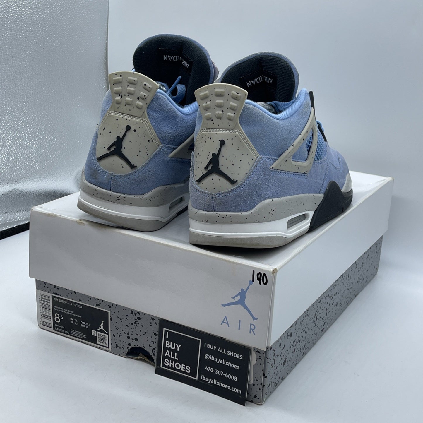 Size 8.5 - Jordan 4 Retro Black Tech Grey University Blue White (CT8527-400)