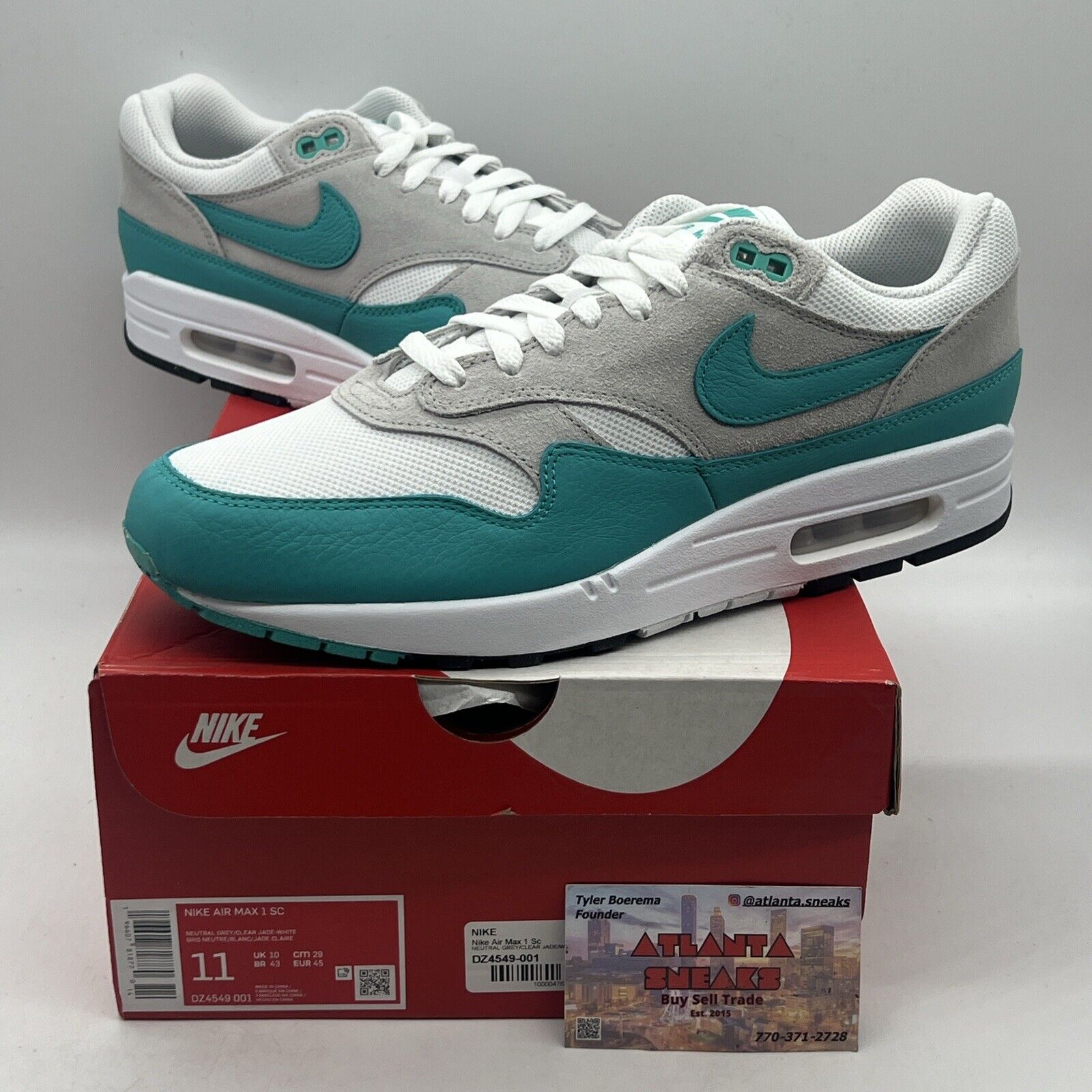 Size 11 - Nike Air Max 1 Low Clear Jade Brand New Og All