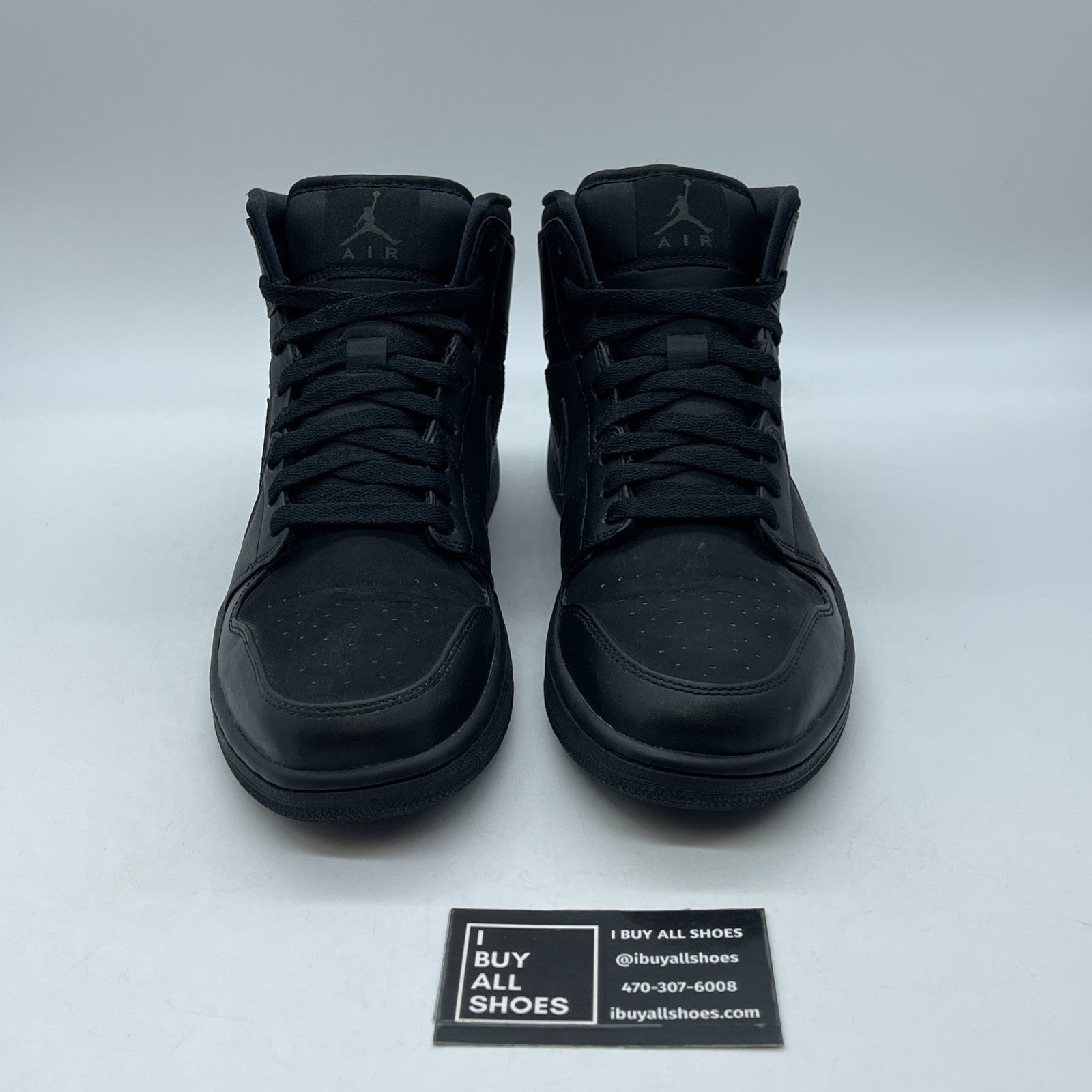 Size 9.5 - Air Jordan 1 Mid Triple Black Suede Leather (554724-011