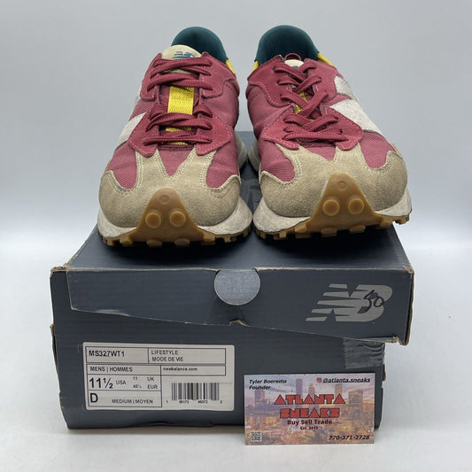 Size 11.5 - New Balance 327 Bordeaux Teal Brown Blue White Suede (MS327WT1)