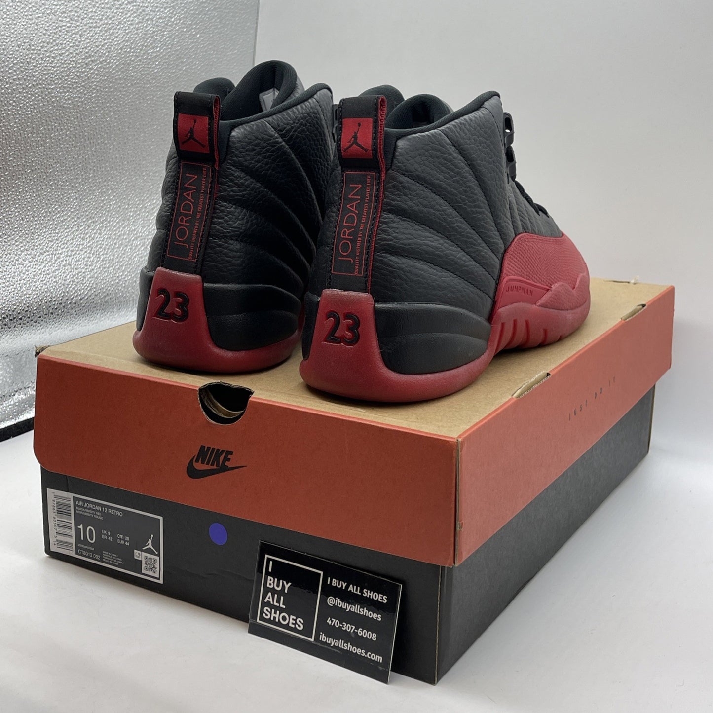 Size 10 - Air Jordan 12 Retro 2025 Flu Game Black Red Leather (CT8013-002)