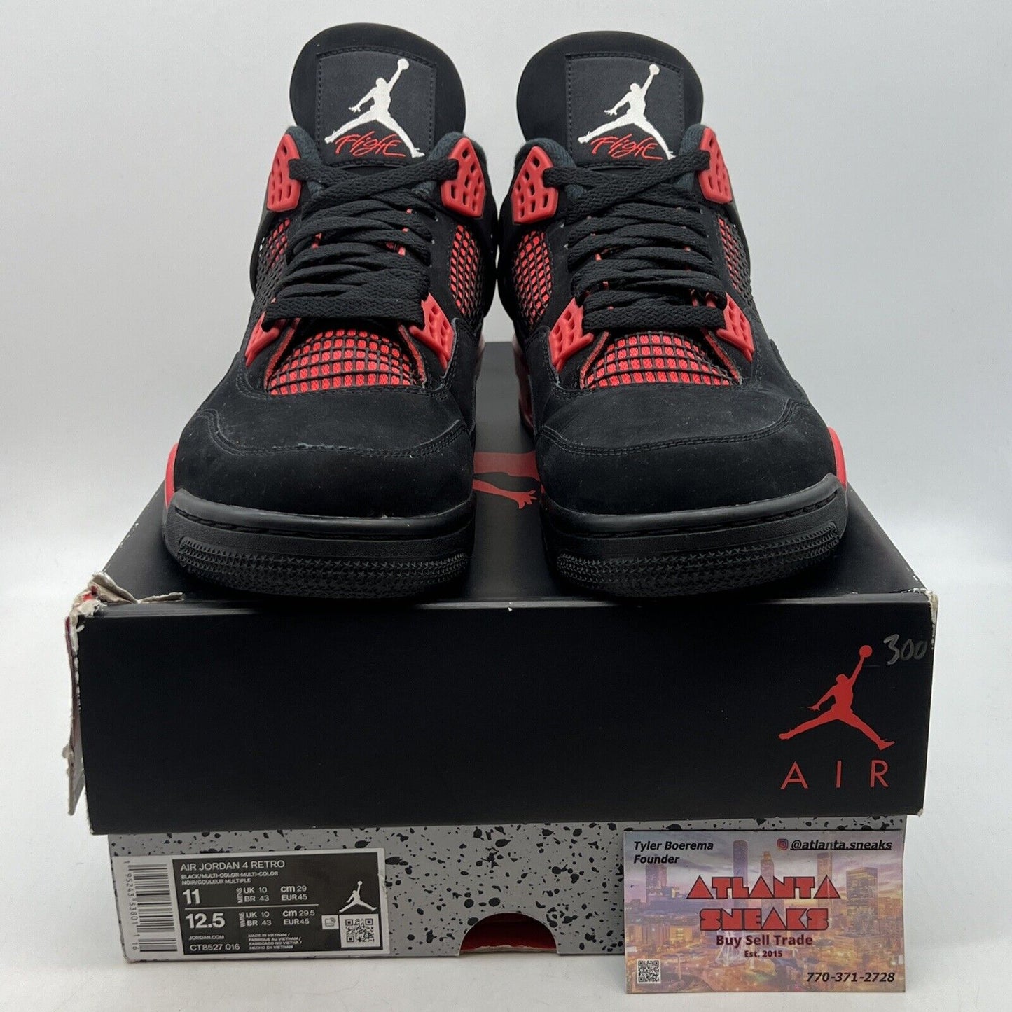 Size 11 - Jordan 4 Retro Mid Red Thunder Black White Suede (CT8527-016)