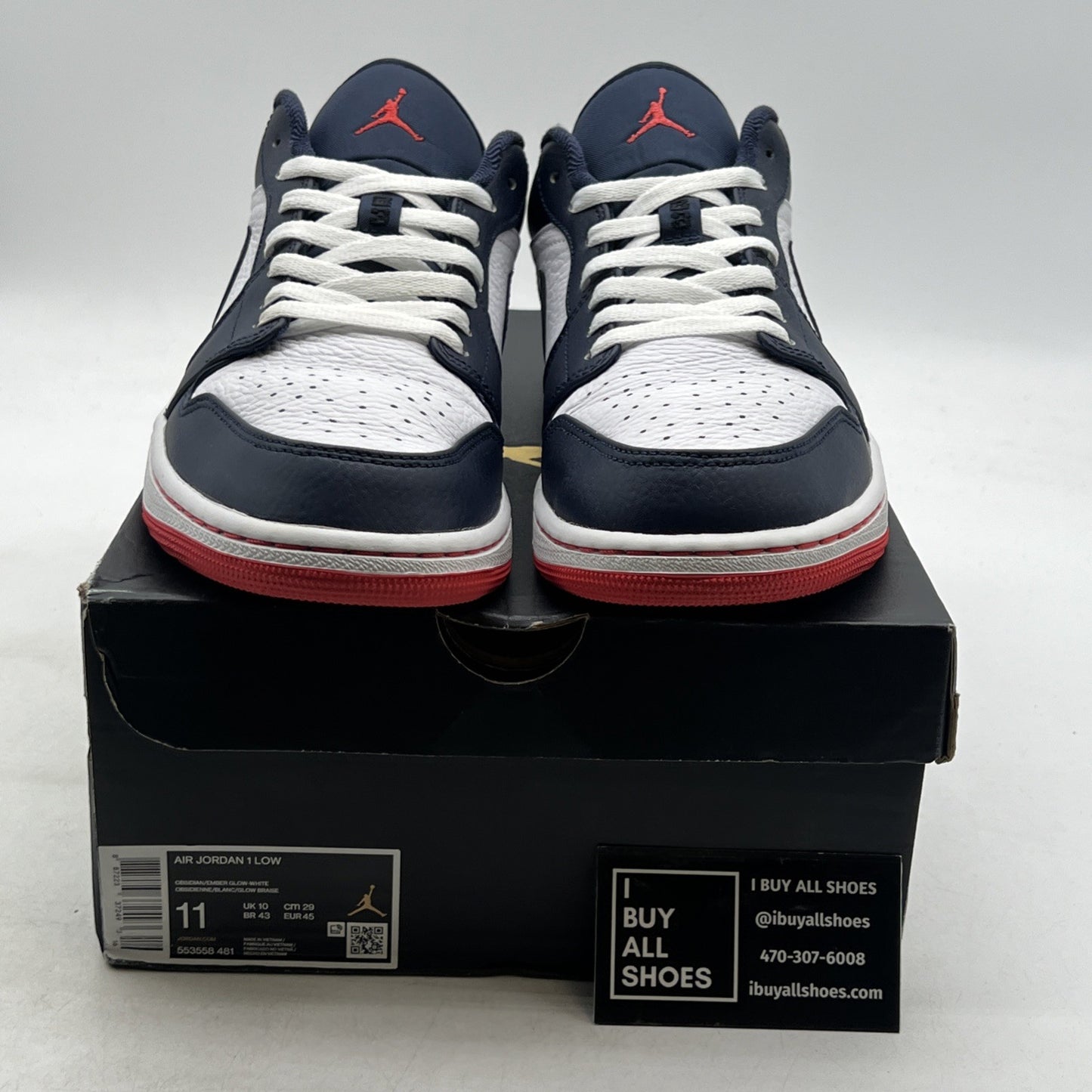 Size 11 - Air Jordan 1 Retro Low Obsidian Ember (553558-481)