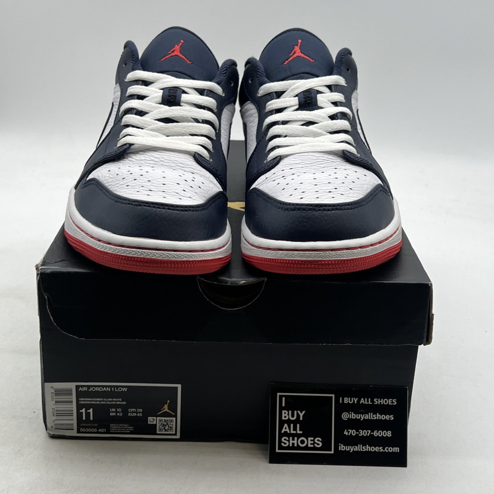 Size 11 - Air Jordan 1 Retro Low Obsidian Ember (553558-481)